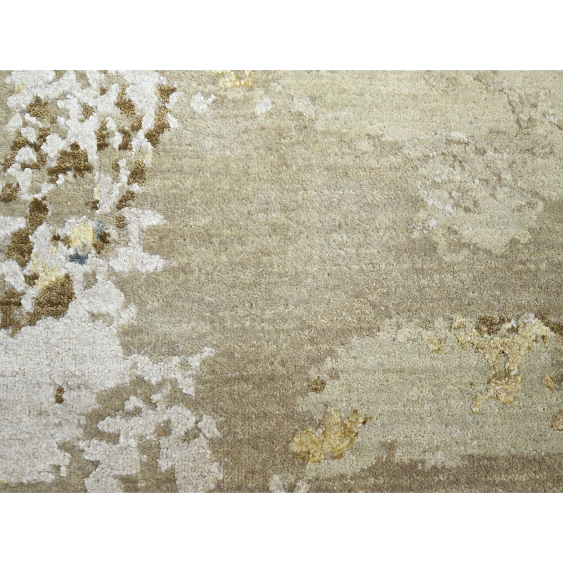 8'x9'8" Beige with Light Blue, 100% Wool, Abstract with Galaxy Design, Persian Knot, Hand Knotted, Densely Woven, Oriental Rug Sh83140