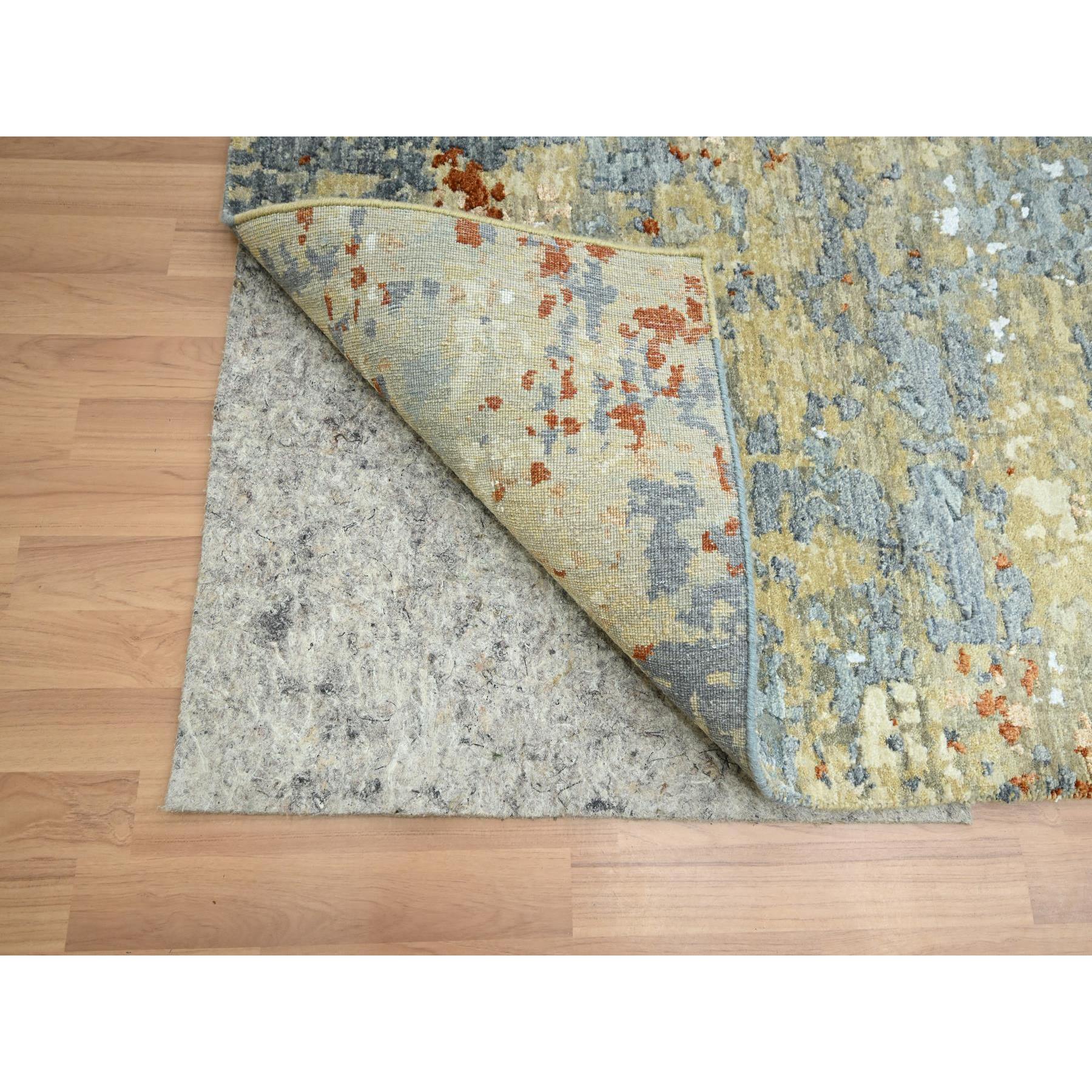 9'x12'8" Stone Blue with Beige, Persian Knot, Densely Woven, Abstract with Galaxy Design, 100% Wool, Hand Knotted, Oriental Rug Sh83141