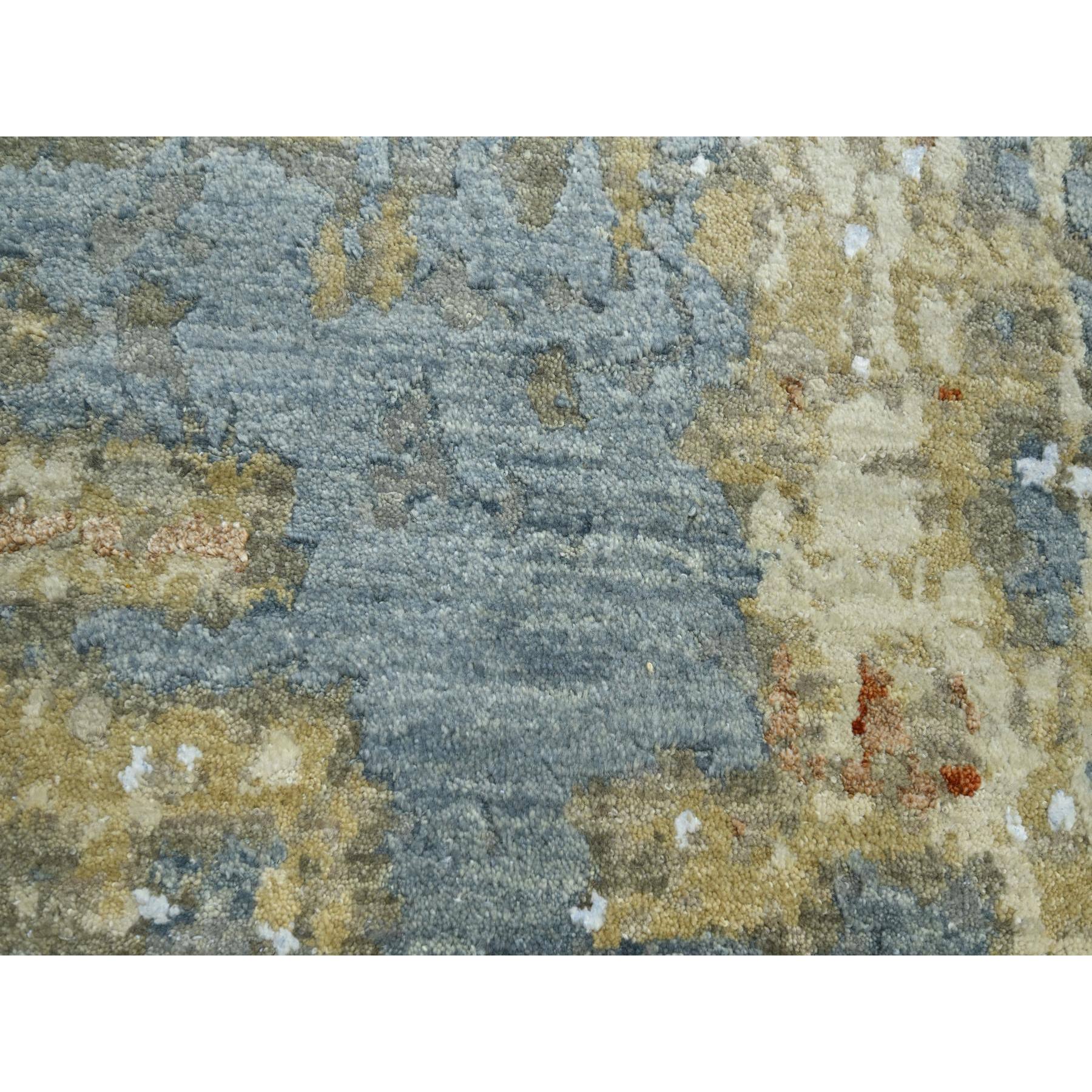 9'x12'8" Stone Blue with Beige, Persian Knot, Densely Woven, Abstract with Galaxy Design, 100% Wool, Hand Knotted, Oriental Rug Sh83141