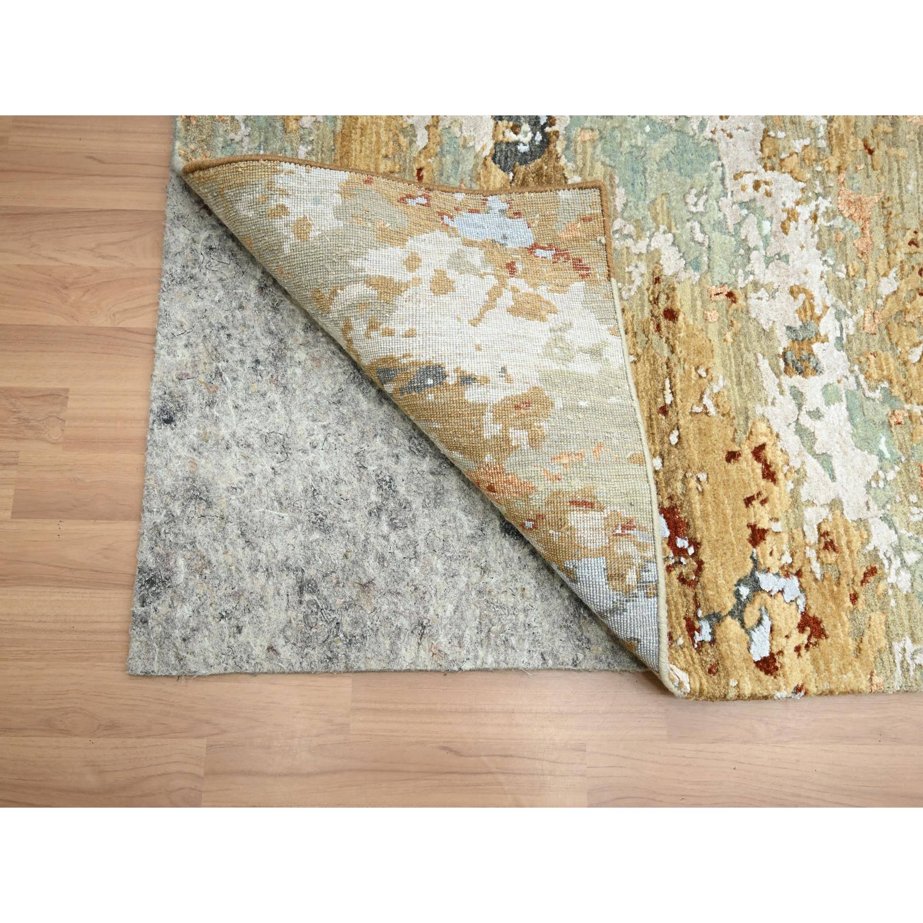9'x12' Misty Gray, Persian Knot, Colorful Abstract with Galaxy Design, 100% Wool, Hand Knotted, Densely Woven, Oriental Rug Sh83142