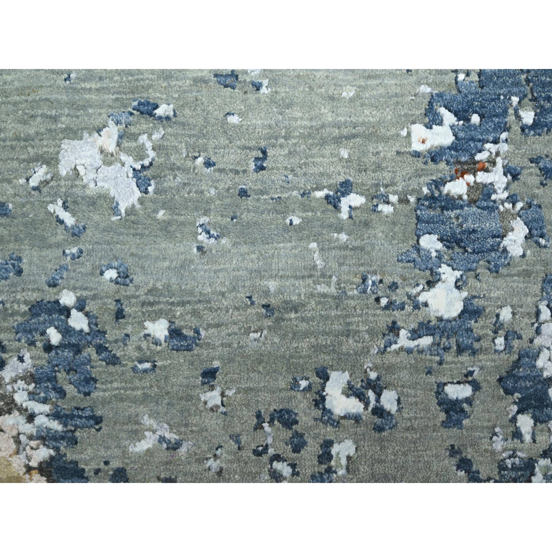 9'x12' Misty Gray, Persian Knot, Colorful Abstract with Galaxy Design, 100% Wool, Hand Knotted, Densely Woven, Oriental Rug Sh83142