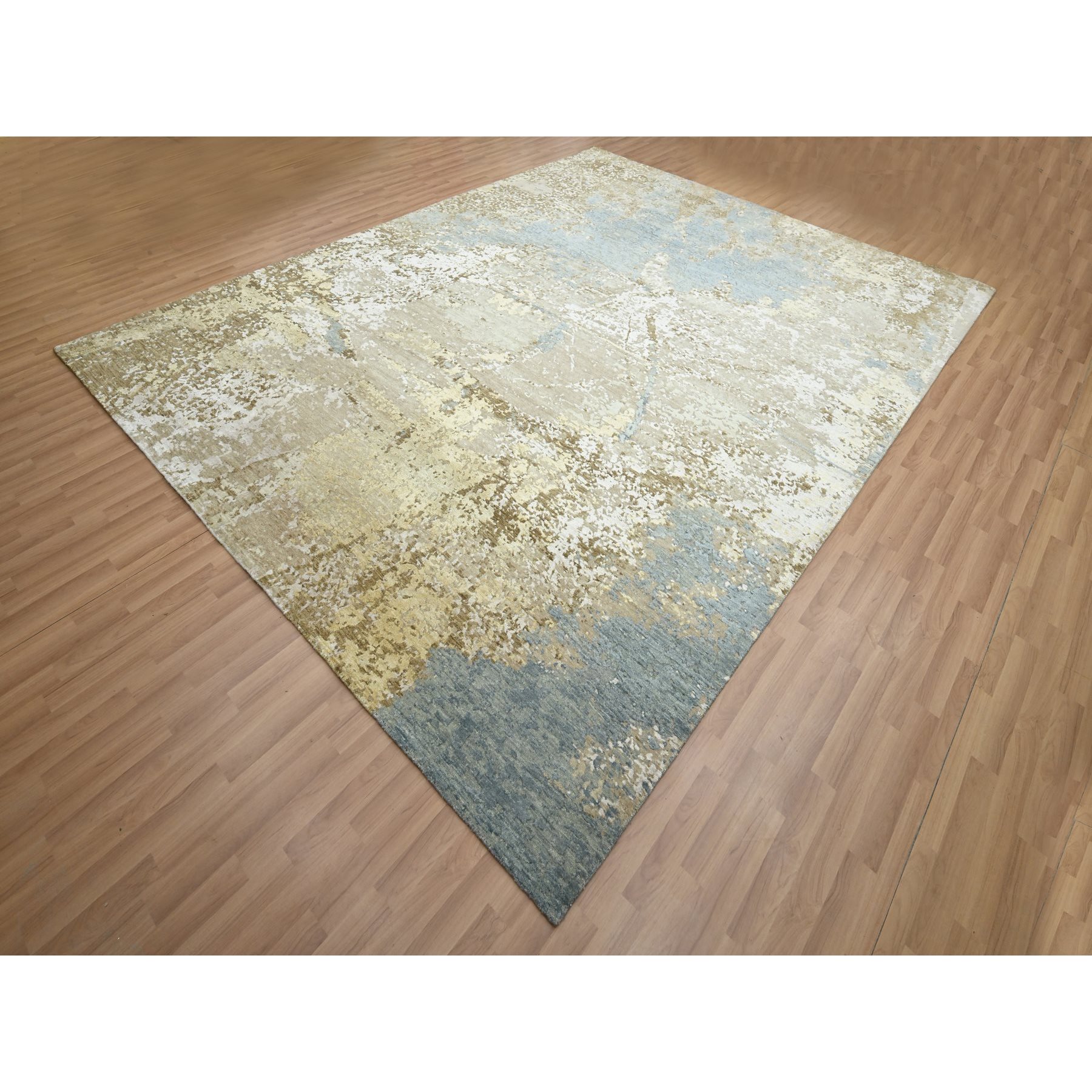 9'x11'10" Shades of Brown with Gray, Persian Knot, Abstract with Galaxy Design, 100% Wool, Hand Knotted, Densely Woven, Oriental Rug Sh83144