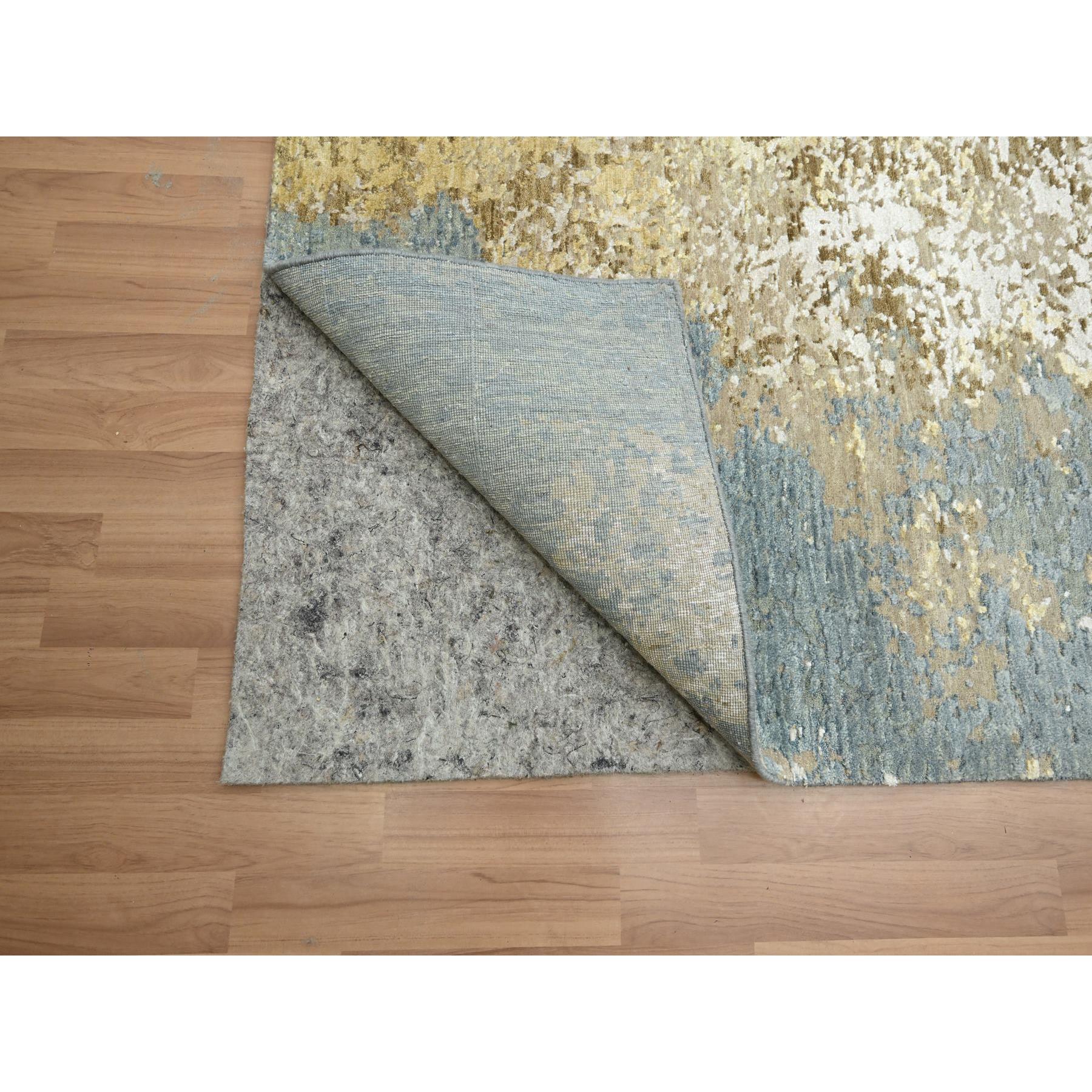 9'x11'10" Shades of Brown with Gray, Persian Knot, Abstract with Galaxy Design, 100% Wool, Hand Knotted, Densely Woven, Oriental Rug Sh83144