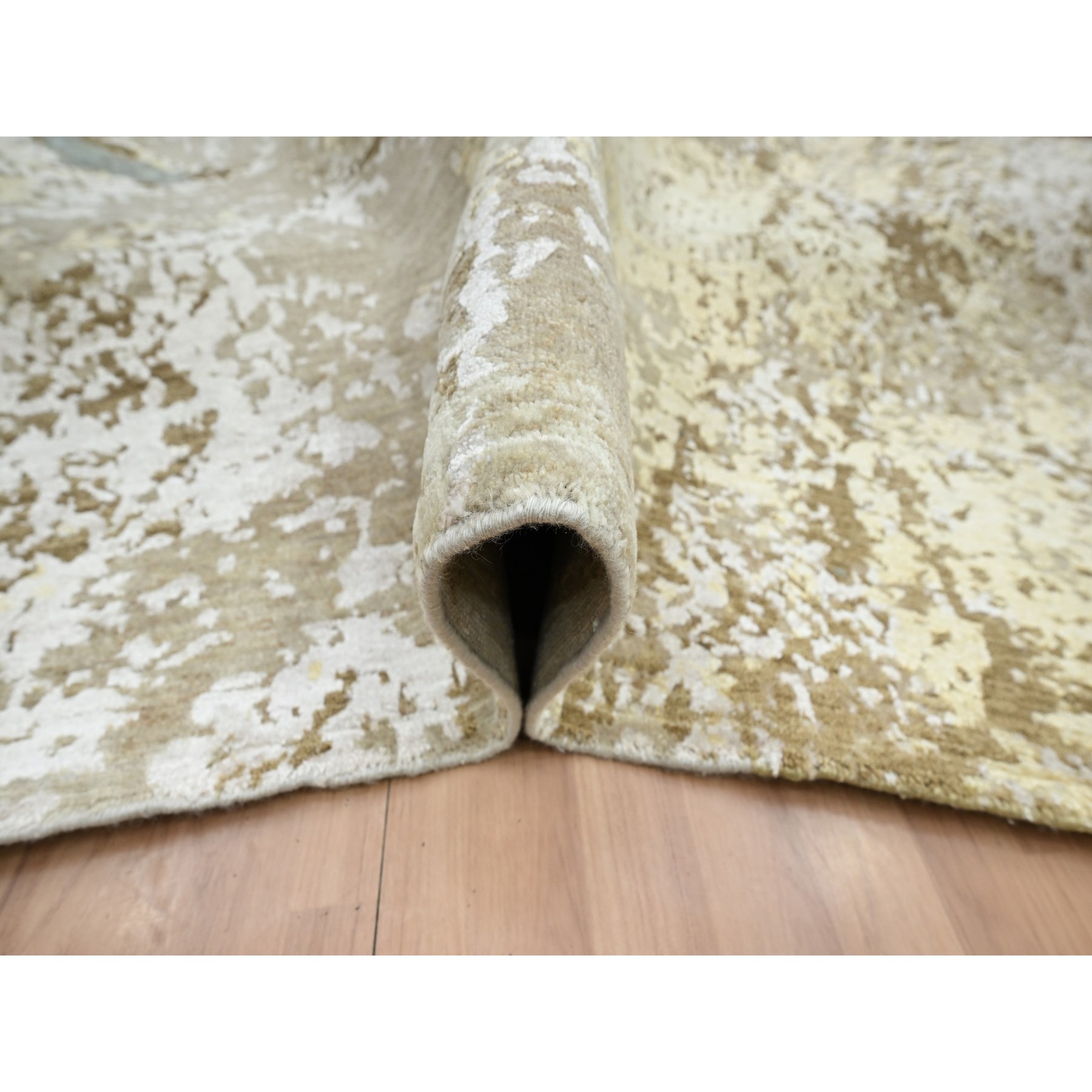 9'x11'10" Shades of Brown with Gray, Persian Knot, Abstract with Galaxy Design, 100% Wool, Hand Knotted, Densely Woven, Oriental Rug Sh83144