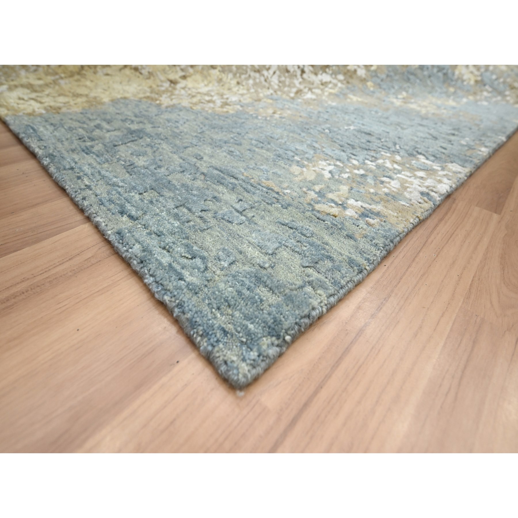 9'x11'10" Shades of Brown with Gray, Persian Knot, Abstract with Galaxy Design, 100% Wool, Hand Knotted, Densely Woven, Oriental Rug Sh83144