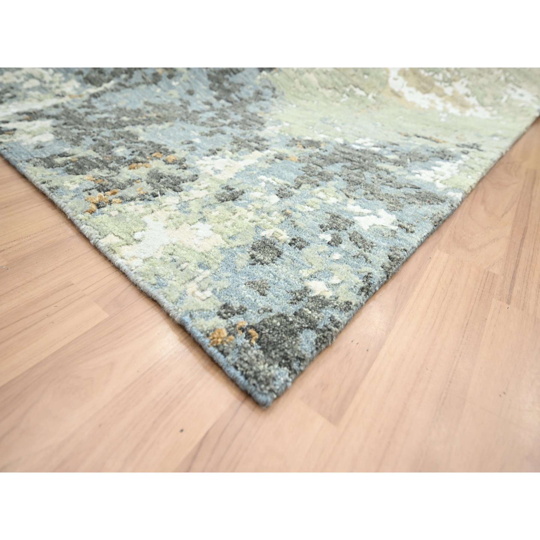 9'x12'1" Shades of Brown, Densely Woven, Abstract with Galaxy Design, Persian Knot, Pure Wool, Hand Knotted, Oriental Rug Sh83145
