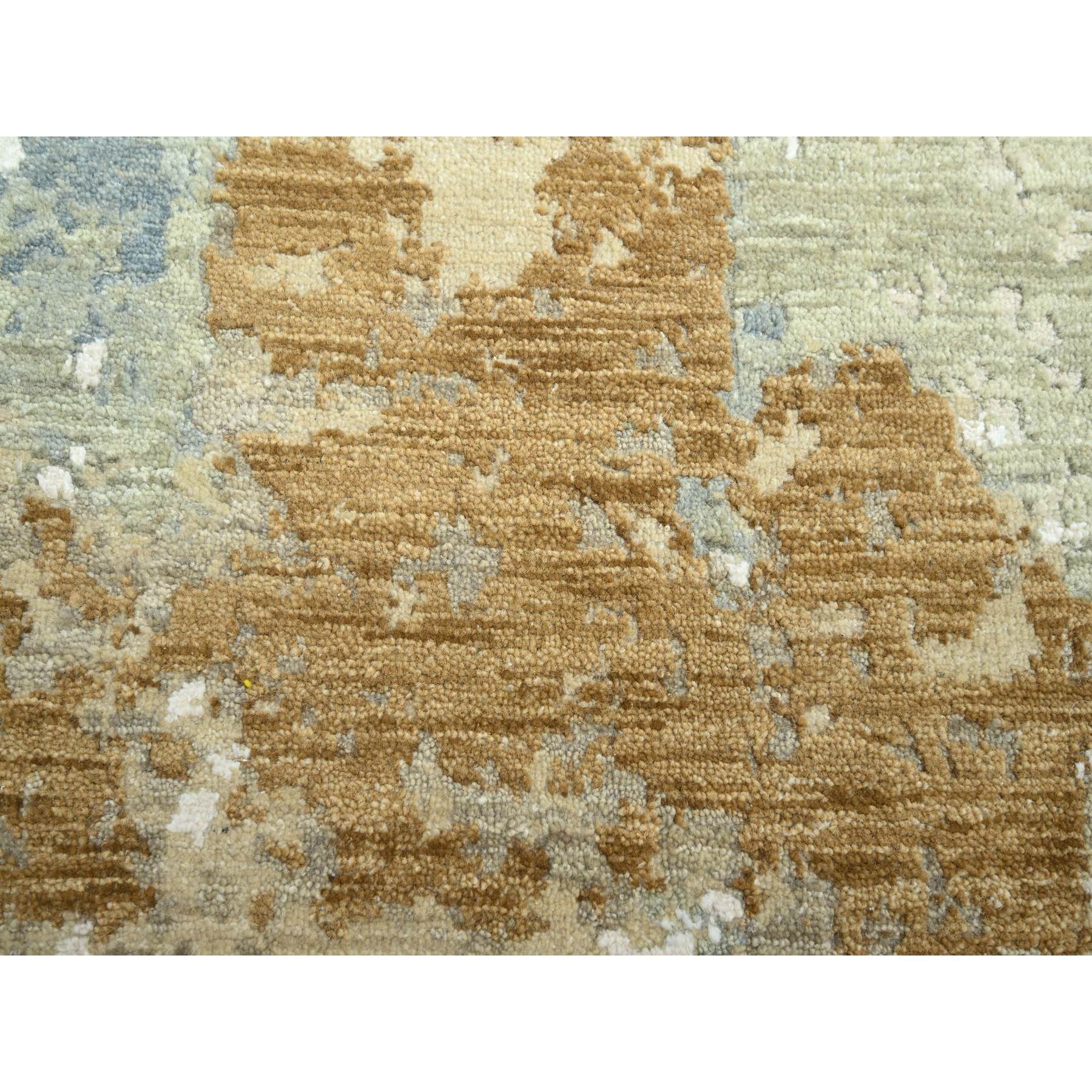 9'x12'1" Shades of Brown, Densely Woven, Abstract with Galaxy Design, Persian Knot, Pure Wool, Hand Knotted, Oriental Rug Sh83145