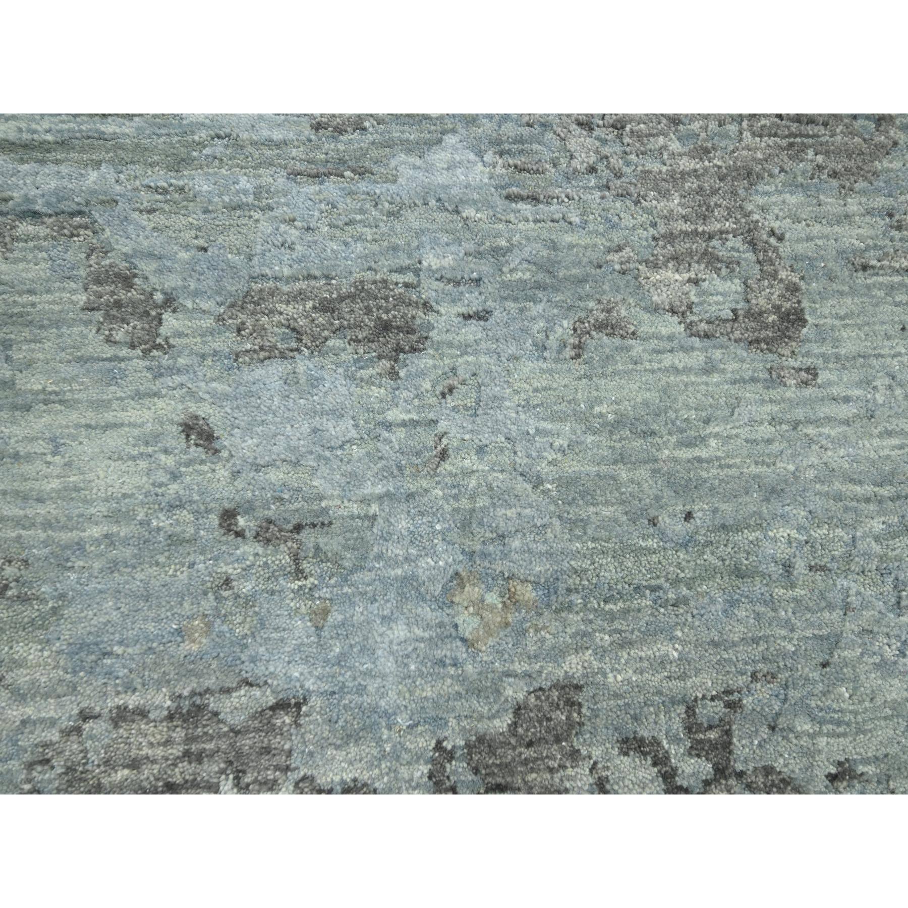 8'9"x12' Shades of Gray, 100% Wool, Abstract with Galaxy Design, Persian Knot, Hand Knotted, Densely Woven, Oriental Rug Sh83147