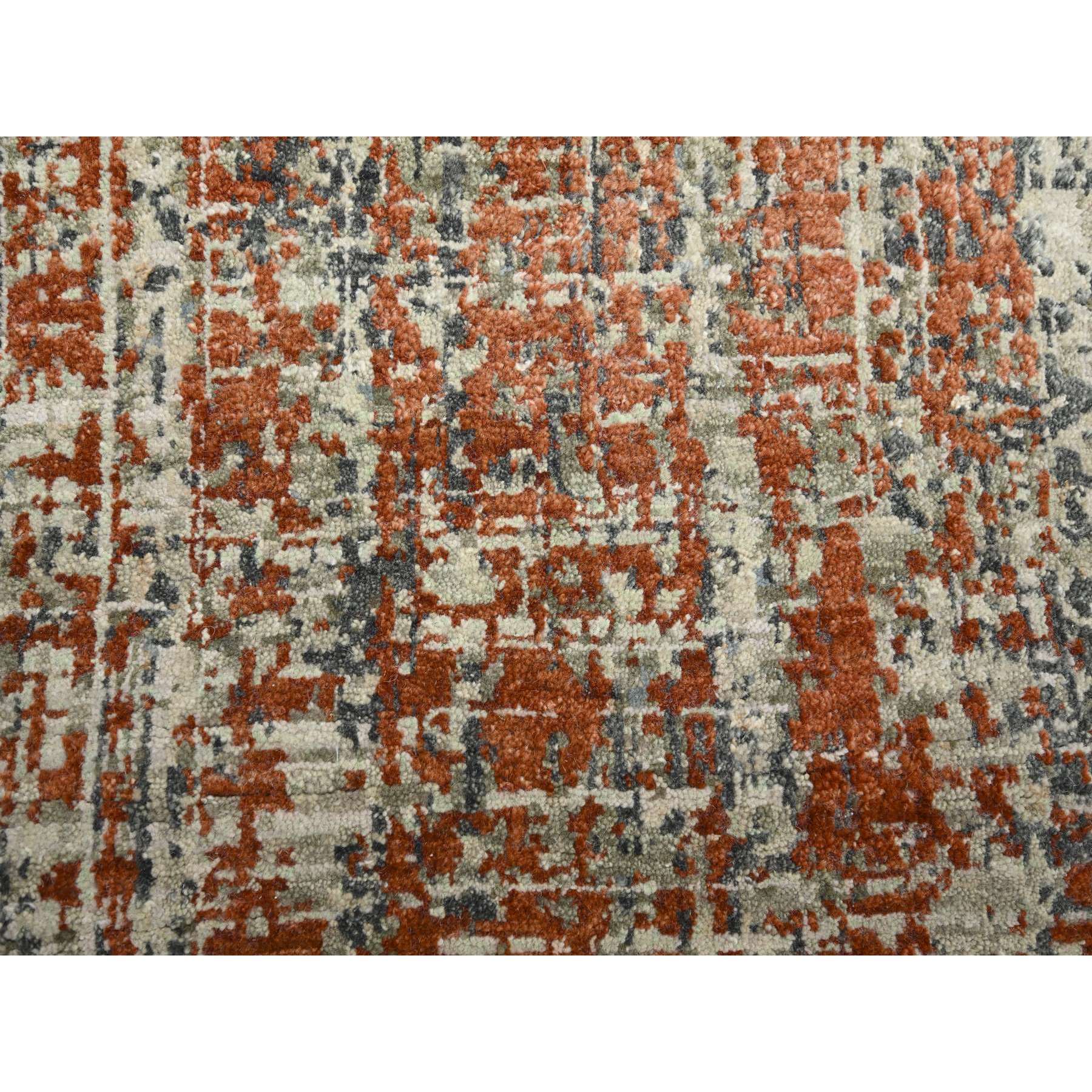 9'x12'3" Beige with Rust Red, Persian Knot, Abstract with Galaxy Design, 100% Wool, Hand Knotted, Densely Woven, Oriental Rug Sh83150
