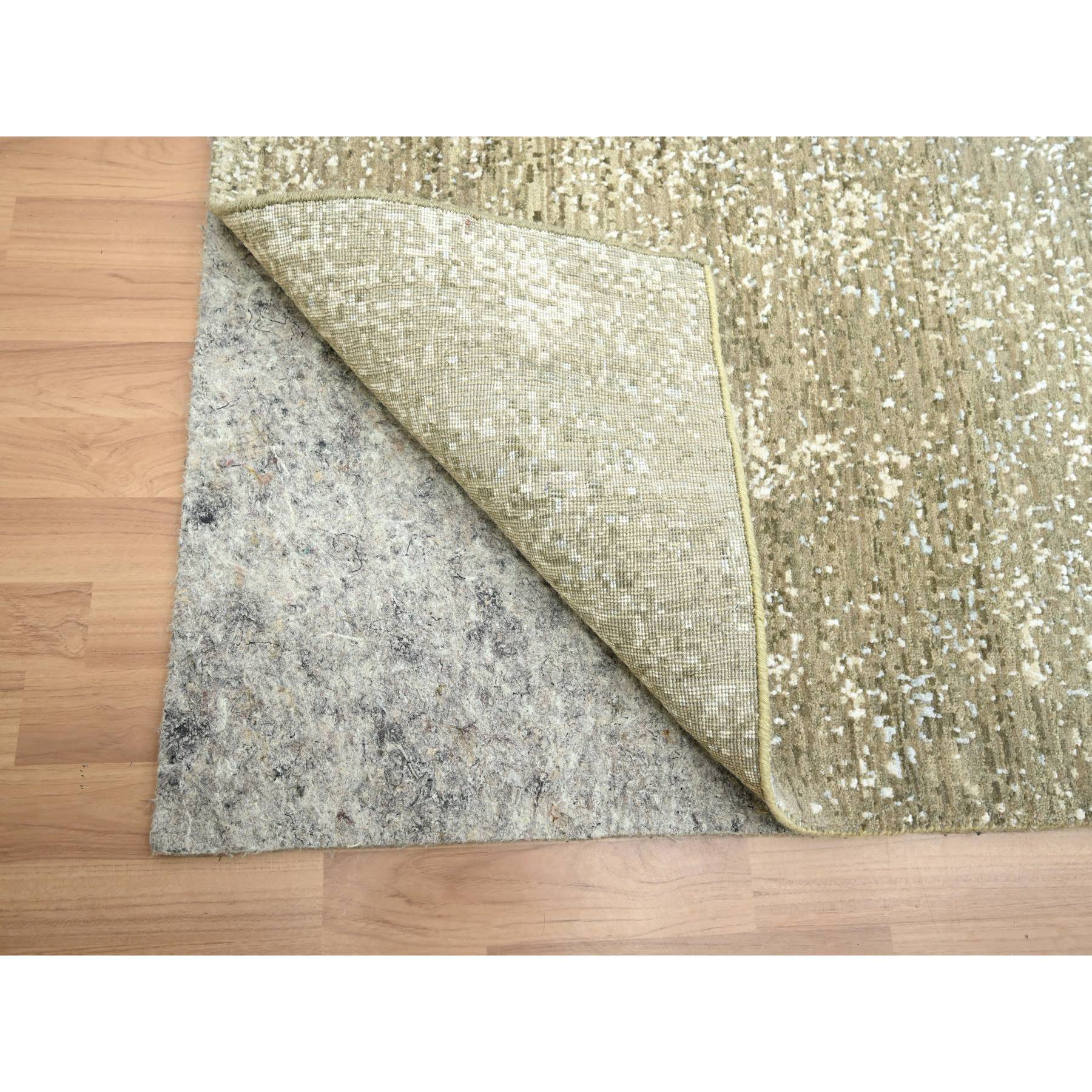 9'x12' Shades of Gray with Brown, Abstract with Galaxy Design, Persian Knot, 100% Wool, Hand Knotted, Densely Woven, Oriental Rug Sh83151
