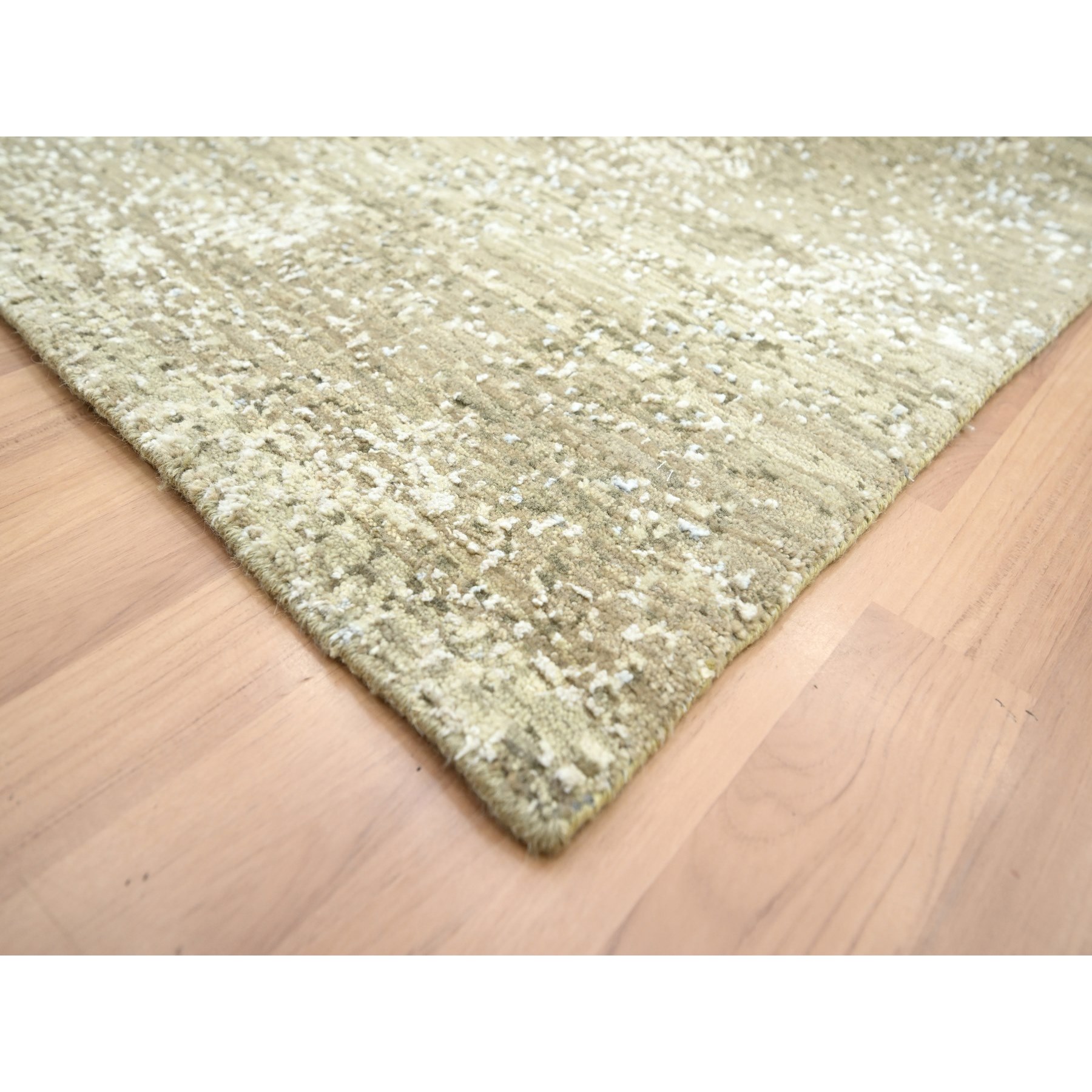 9'x12' Shades of Gray with Brown, Abstract with Galaxy Design, Persian Knot, 100% Wool, Hand Knotted, Densely Woven, Oriental Rug Sh83151