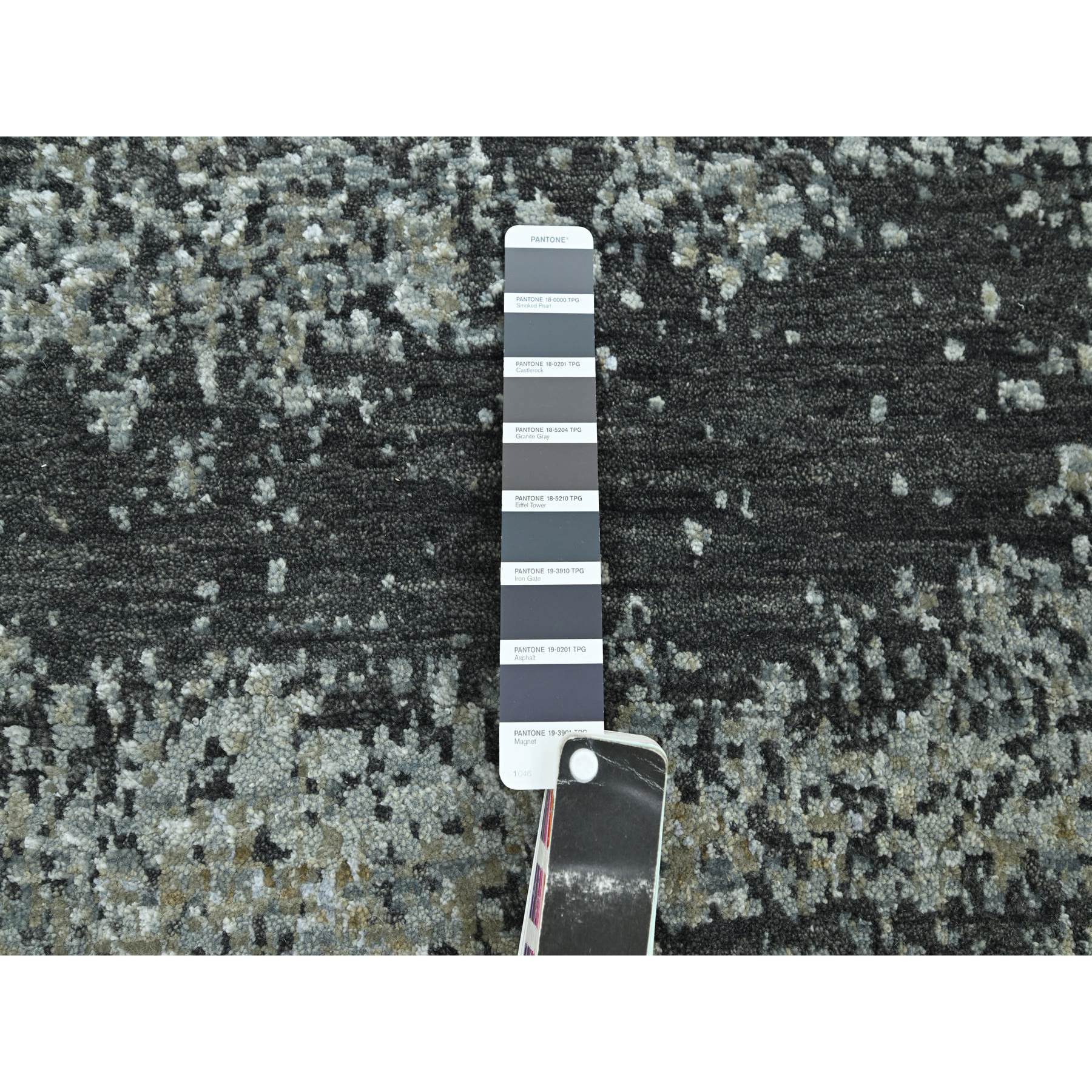 9'x12' Shades of Gray with Brown, Abstract with Galaxy Design, Persian Knot, 100% Wool, Hand Knotted, Densely Woven, Oriental Rug Sh83151