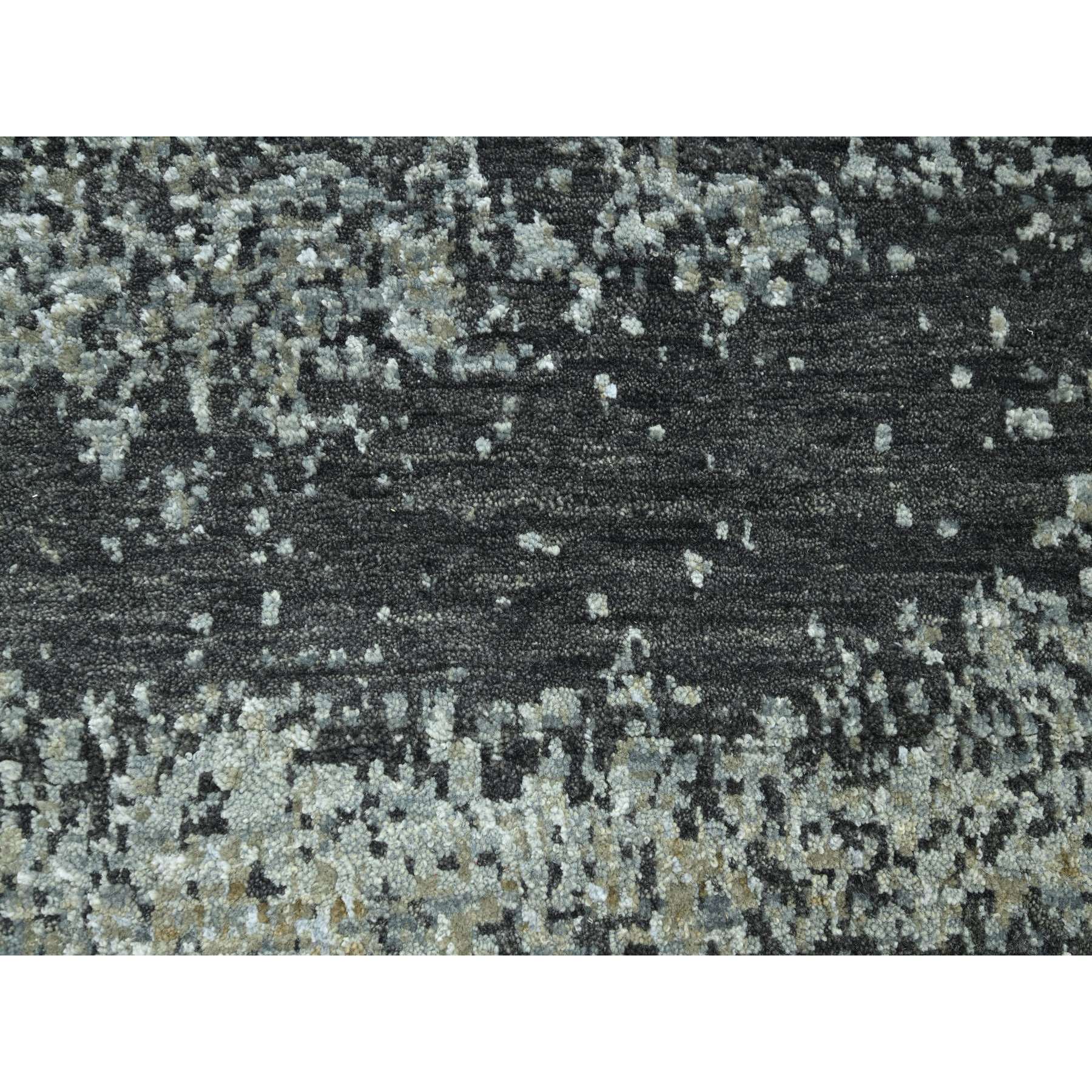 9'x12' Shades of Gray with Brown, Abstract with Galaxy Design, Persian Knot, 100% Wool, Hand Knotted, Densely Woven, Oriental Rug Sh83151