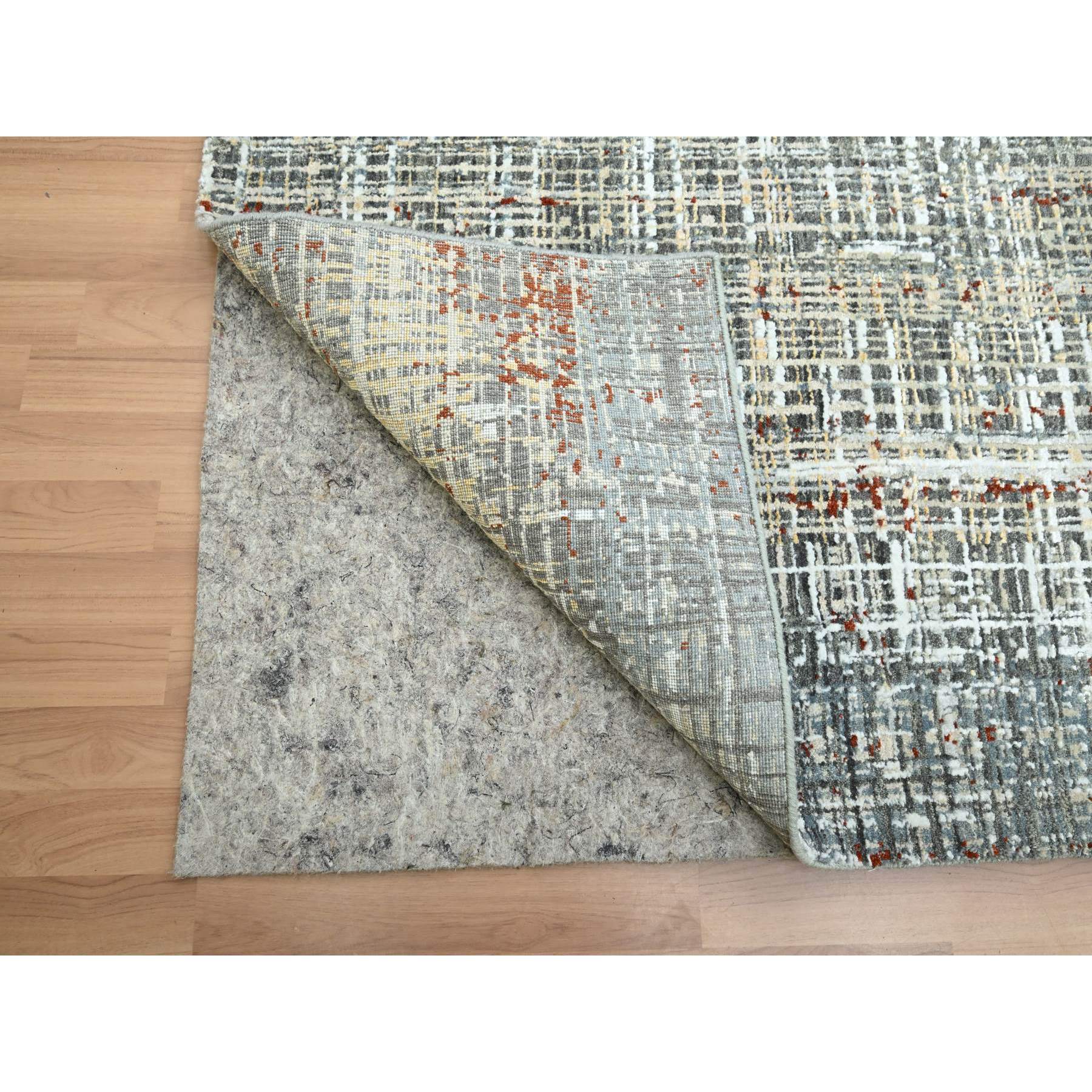 9'x12'3" Anchor Gray with Beige, Persian Knot, Abstract with Galaxy Design, 100% Wool, Hand Knotted, Densely Woven, Oriental Rug Sh83152