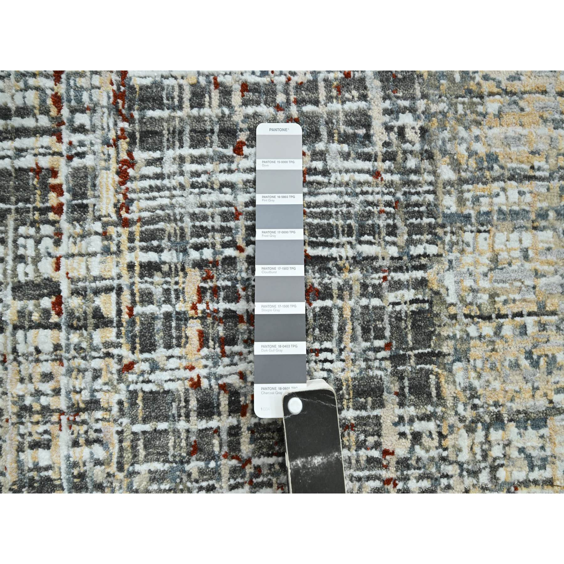 9'x12'3" Anchor Gray with Beige, Persian Knot, Abstract with Galaxy Design, 100% Wool, Hand Knotted, Densely Woven, Oriental Rug Sh83152