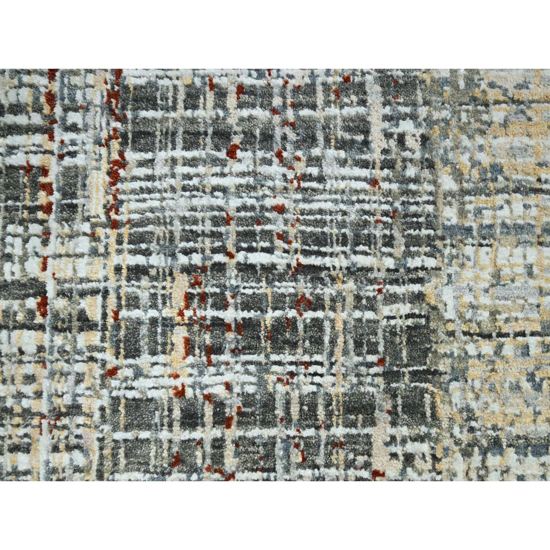 9'x12'3" Anchor Gray with Beige, Persian Knot, Abstract with Galaxy Design, 100% Wool, Hand Knotted, Densely Woven, Oriental Rug Sh83152