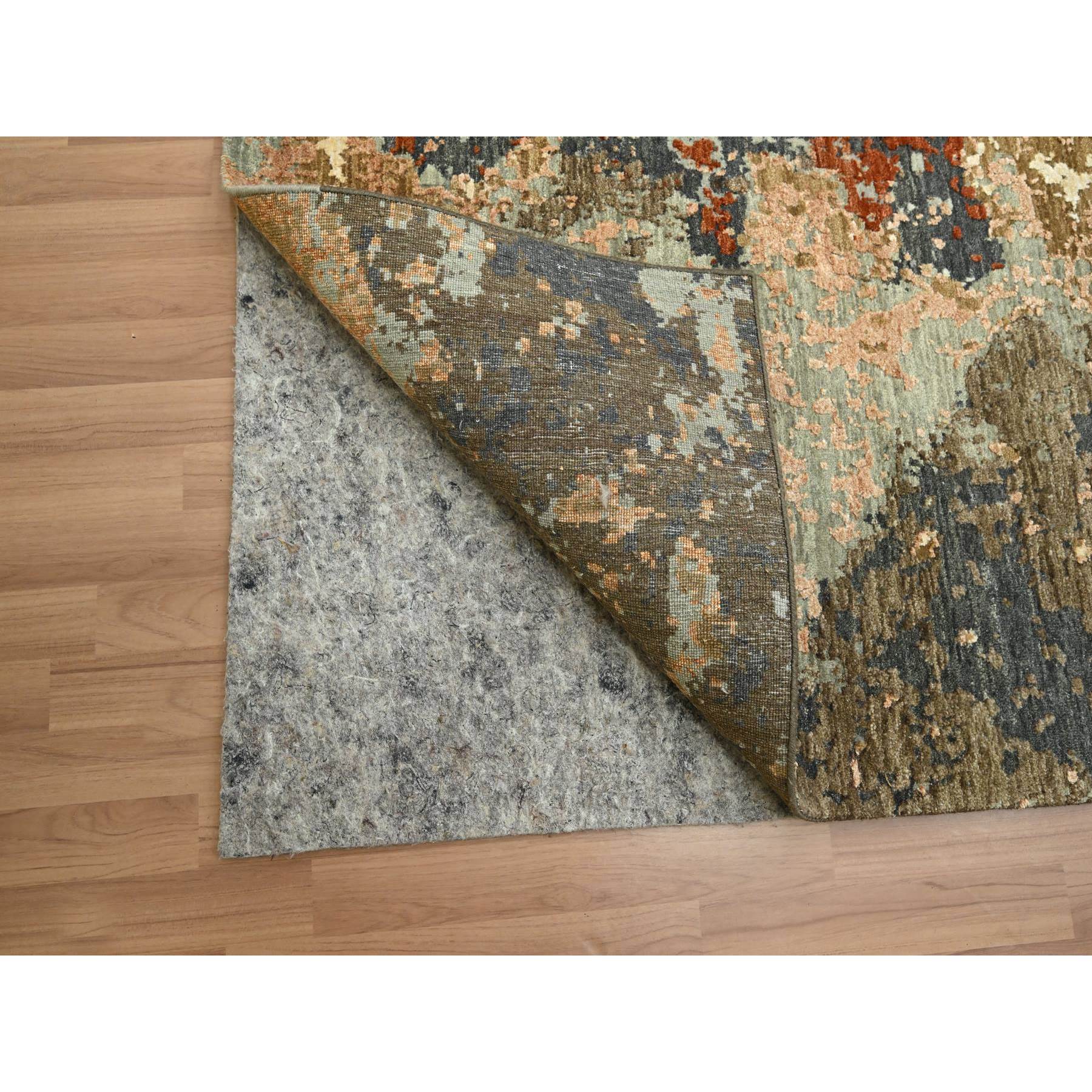 10'x13'10" Anchor Gray with Beige, Densely Woven, Abstract with Galaxy Design, Persian Knot, Pure Wool, Hand Knotted, Oriental Rug Sh83158