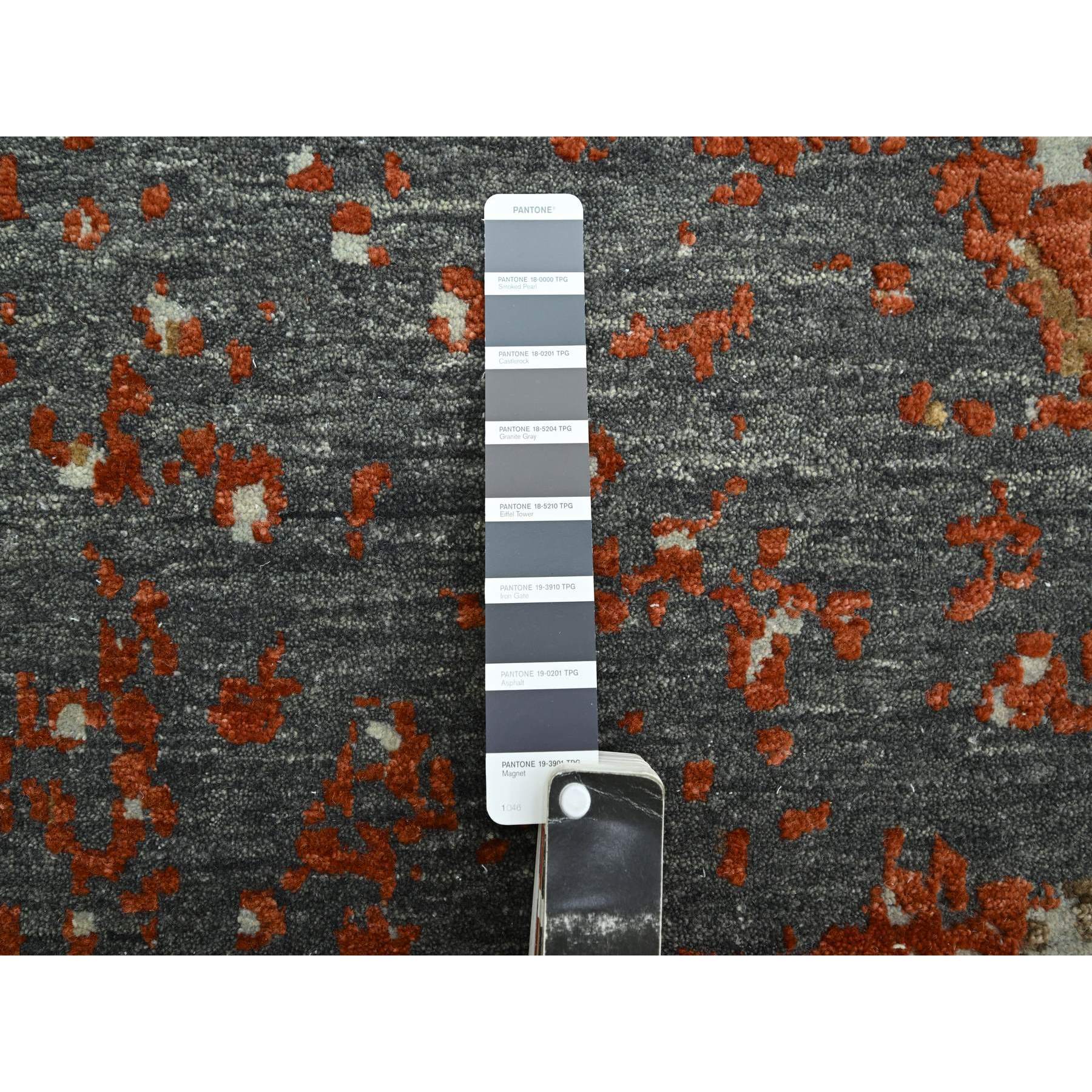 10'x13'10" Anchor Gray with Beige, Densely Woven, Abstract with Galaxy Design, Persian Knot, Pure Wool, Hand Knotted, Oriental Rug Sh83158