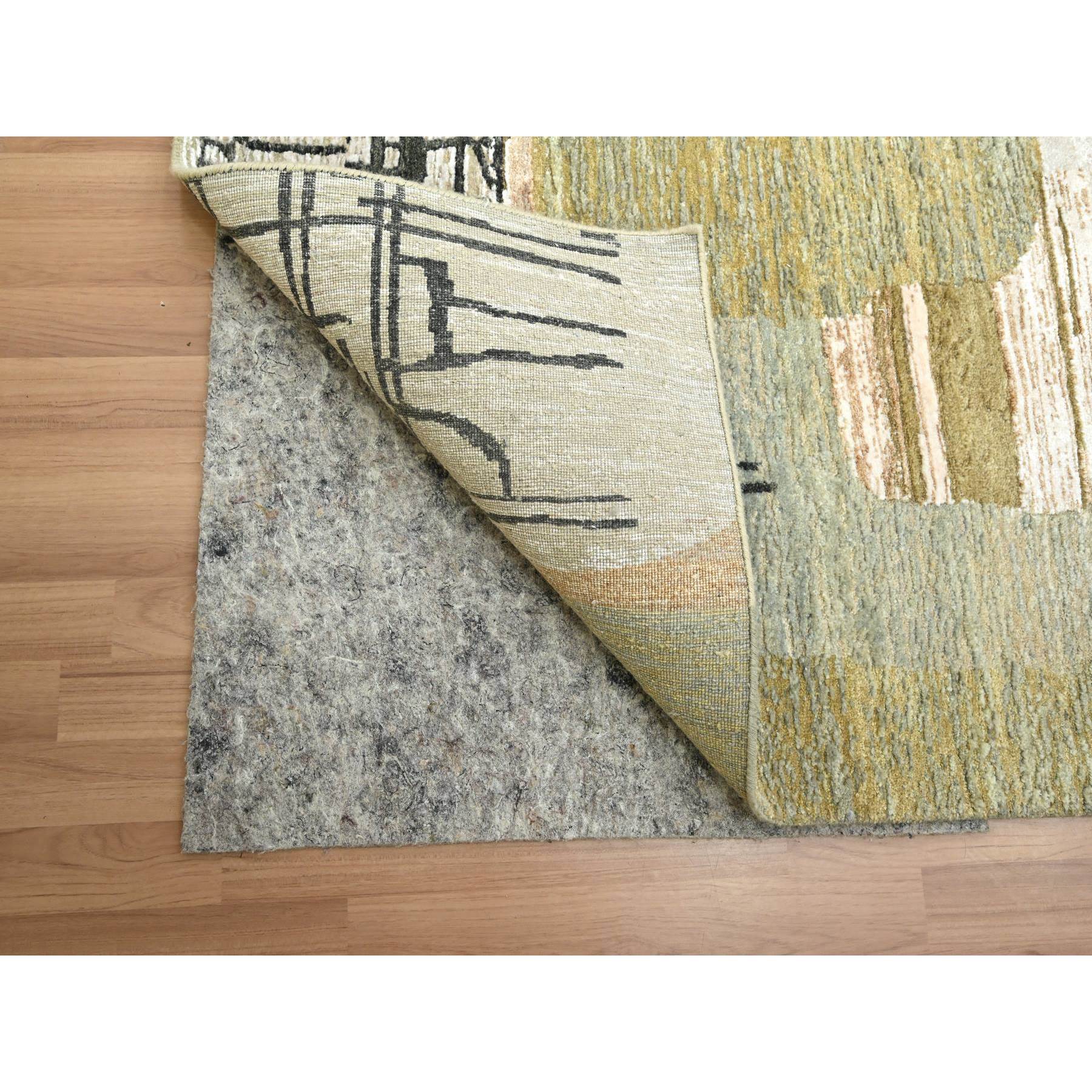 10'x14' Granite Gray with Brown, Hand Knotted, Persian Knot, Abstract Geometric Pattern, 100% Wool, Densely Woven, Oriental Rug Sh83159