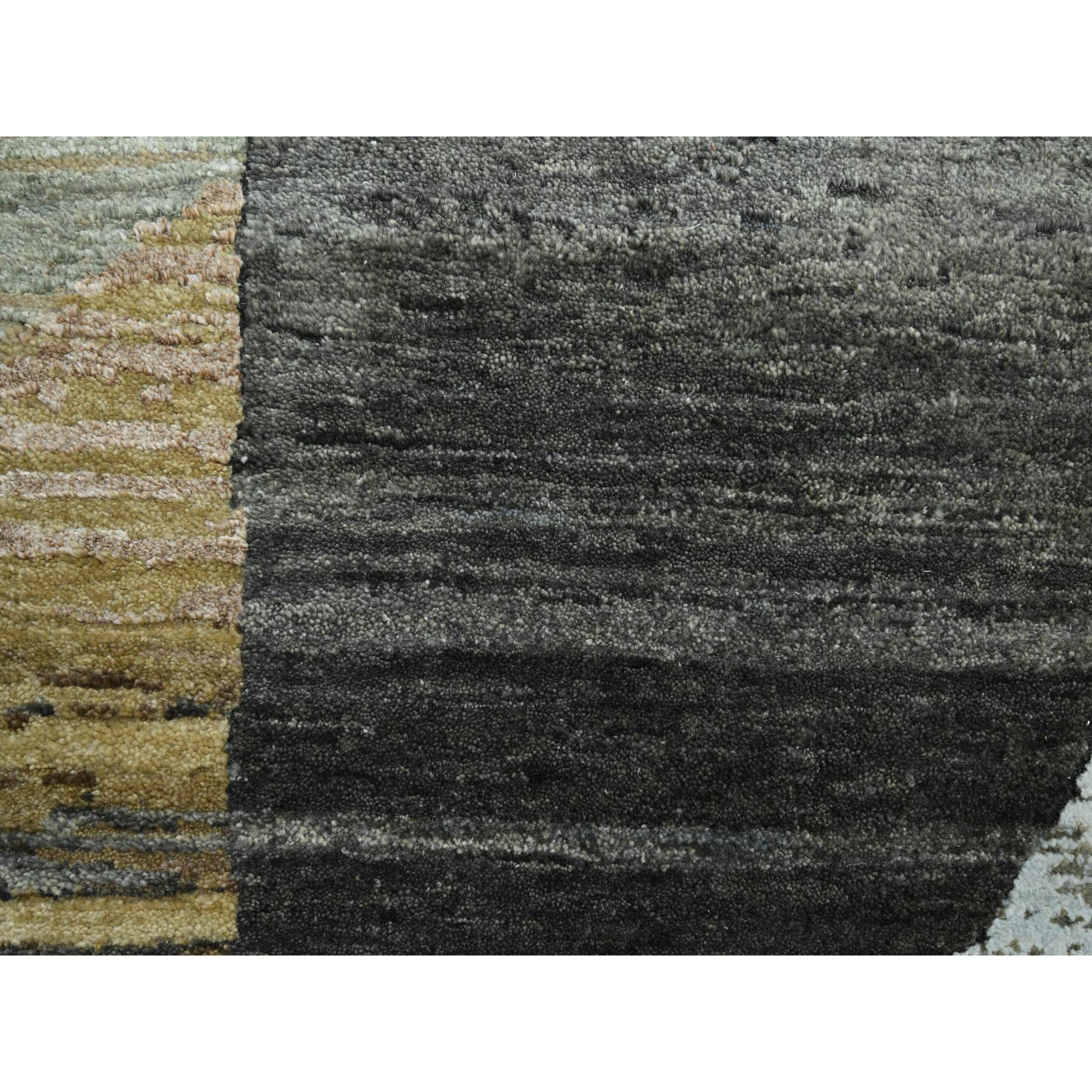 10'x14' Granite Gray with Brown, Hand Knotted, Persian Knot, Abstract Geometric Pattern, 100% Wool, Densely Woven, Oriental Rug Sh83159