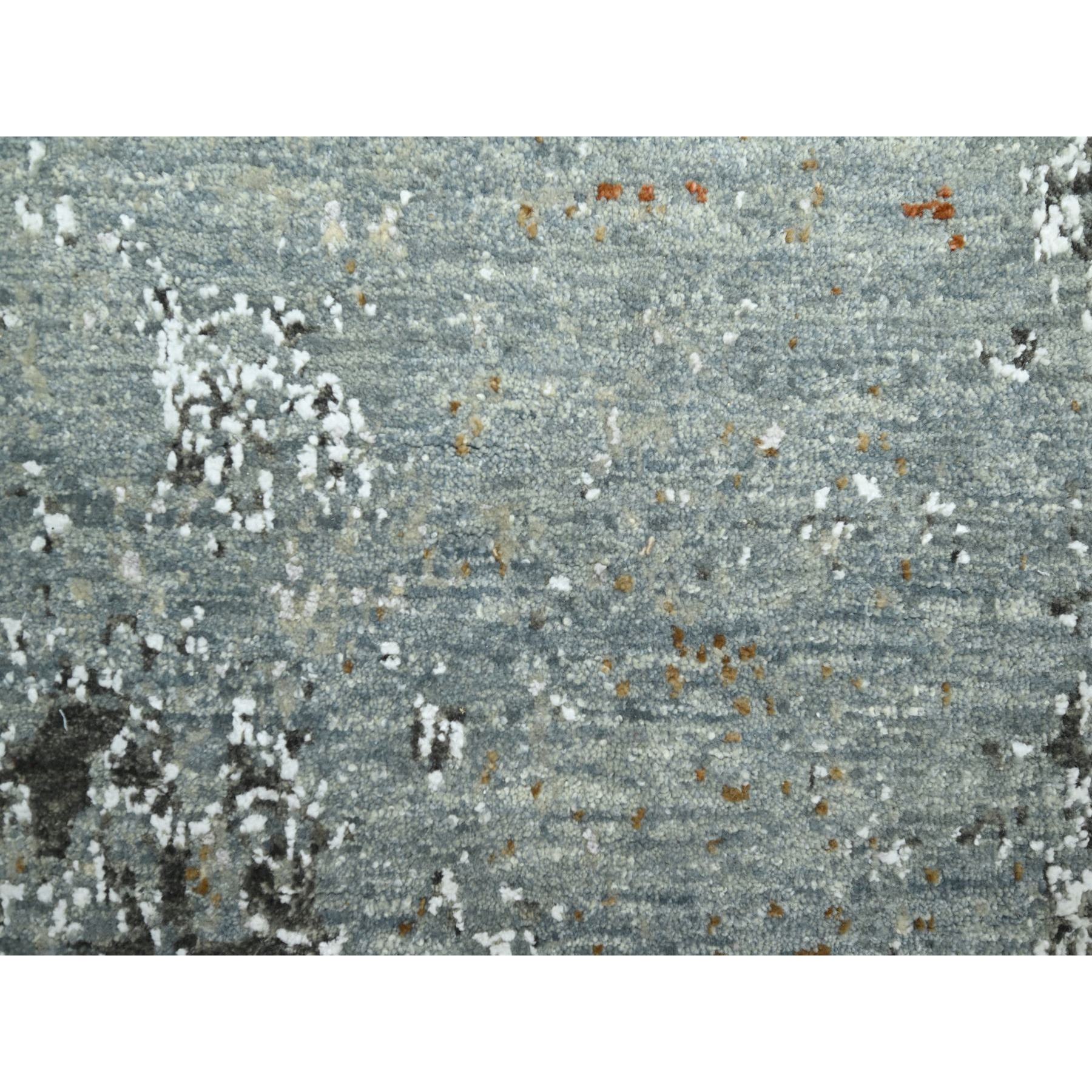 6'1"x9'1" Misty Gray with Brown, Persian Knot, Abstract with Galaxy Design, 100% Wool, Hand Knotted, Densely Woven, Oriental Rug Sh83163