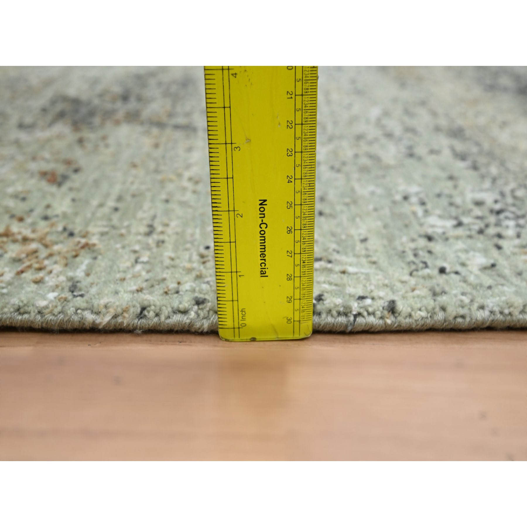 3'x5' Laurel Green, Abstract with Galaxy Design, Persian Knot, Pure Wool, Hand Knotted, Densely Woven, Oriental Rug Sh83186