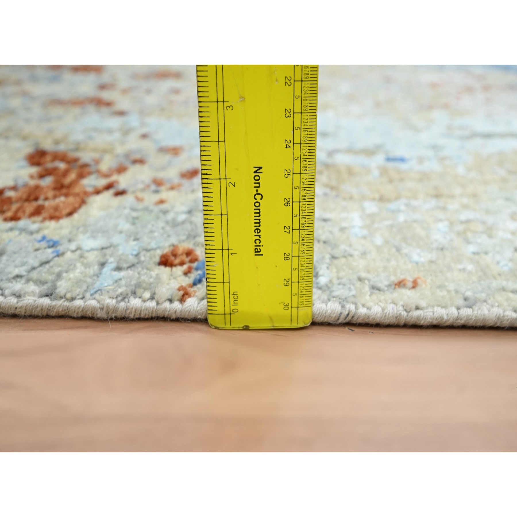 3'x5'1" Bayern Blue with Beige, Abstract with Galaxy Design, Persian Knot, Pure Wool, Hand Knotted, Densely Woven, Oriental Rug Sh83188