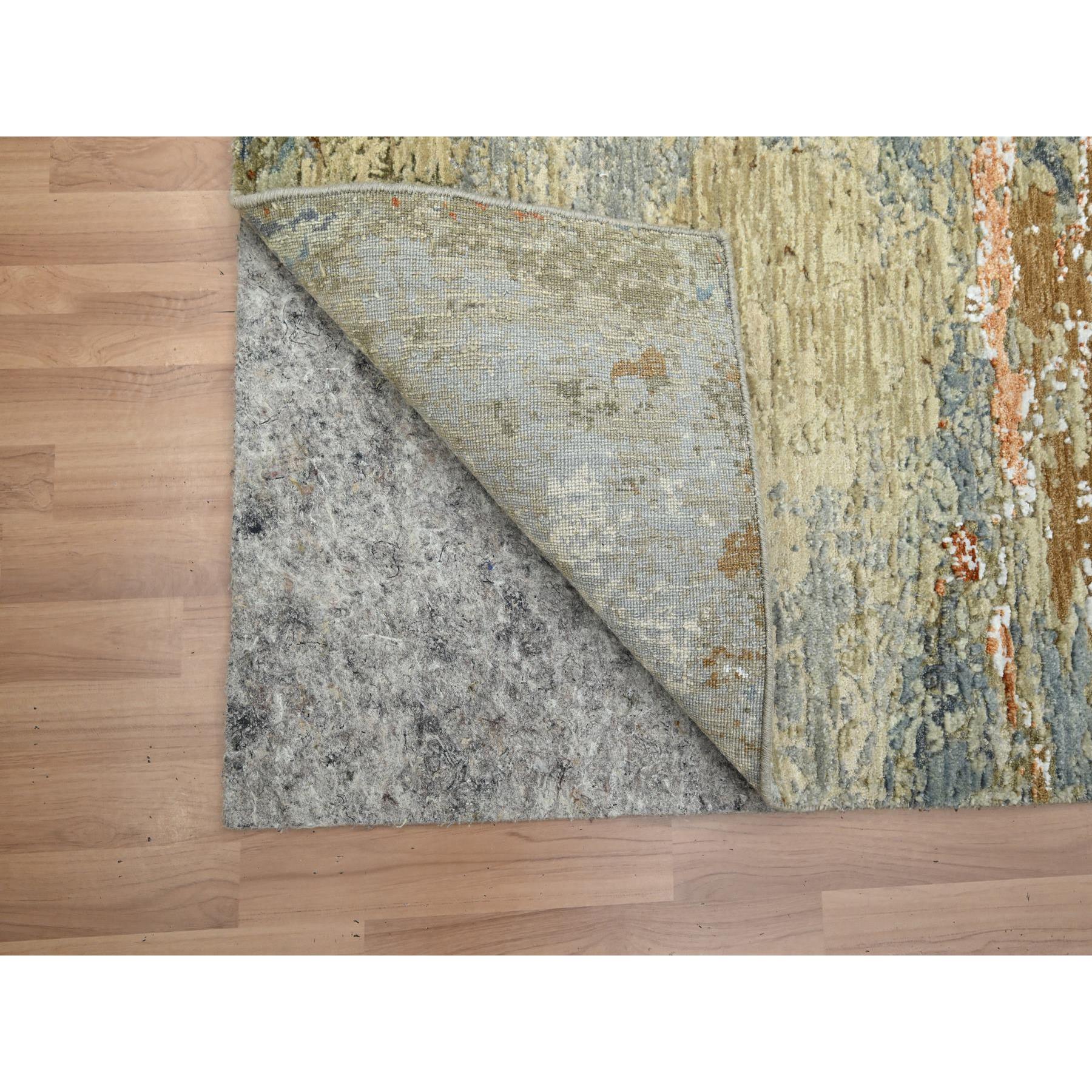 3'1"x5'4" Shades of Brown with Gray, Abstract with Galaxy Design, Persian Knot, 100% Wool, Hand Knotted, Densely Woven, Oriental Rug Sh83190