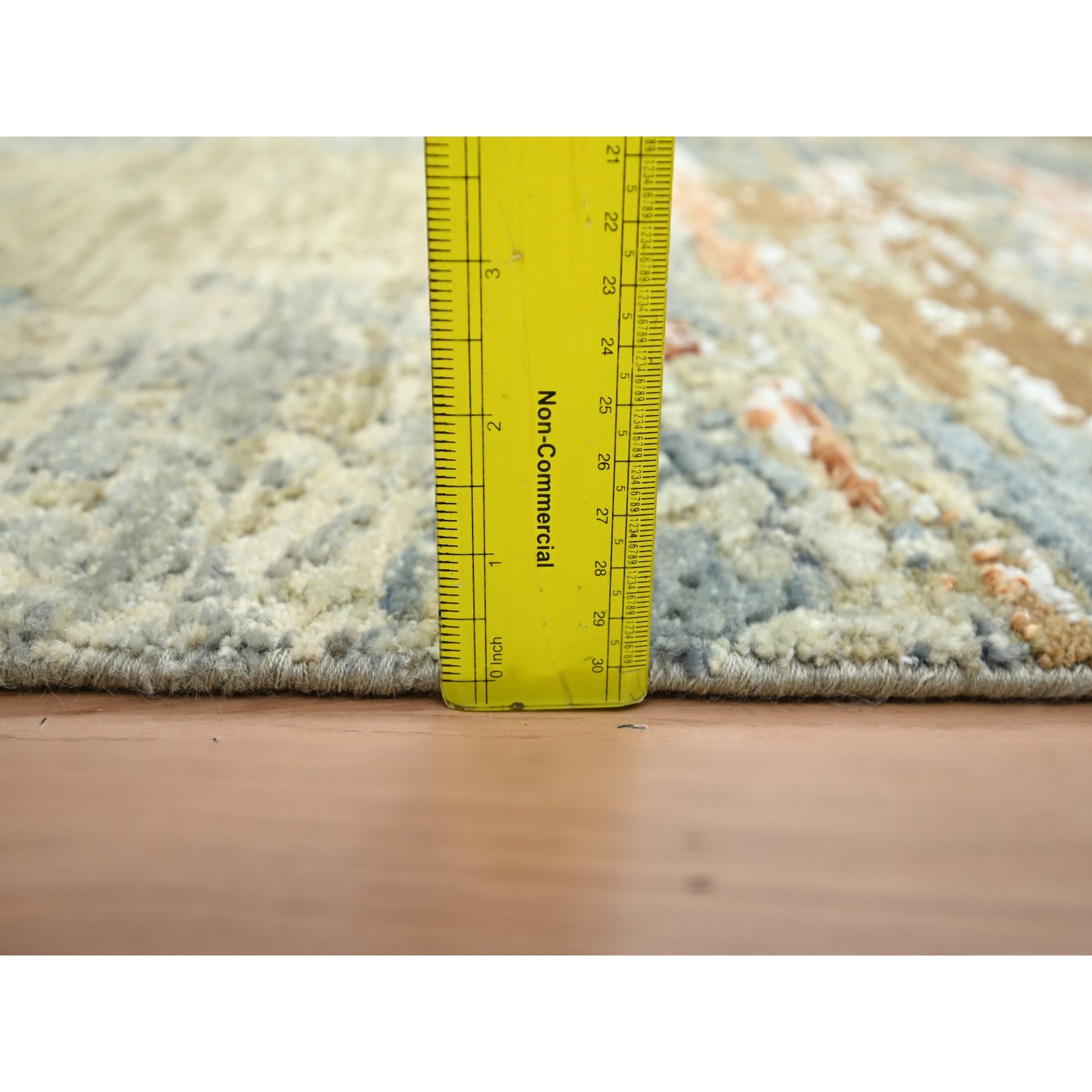 3'1"x5'4" Shades of Brown with Gray, Abstract with Galaxy Design, Persian Knot, 100% Wool, Hand Knotted, Densely Woven, Oriental Rug Sh83190