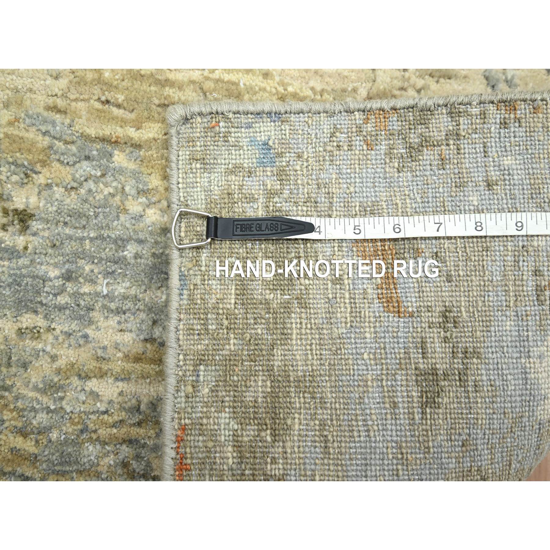 3'1"x5'4" Shades of Brown with Gray, Abstract with Galaxy Design, Persian Knot, 100% Wool, Hand Knotted, Densely Woven, Oriental Rug Sh83190