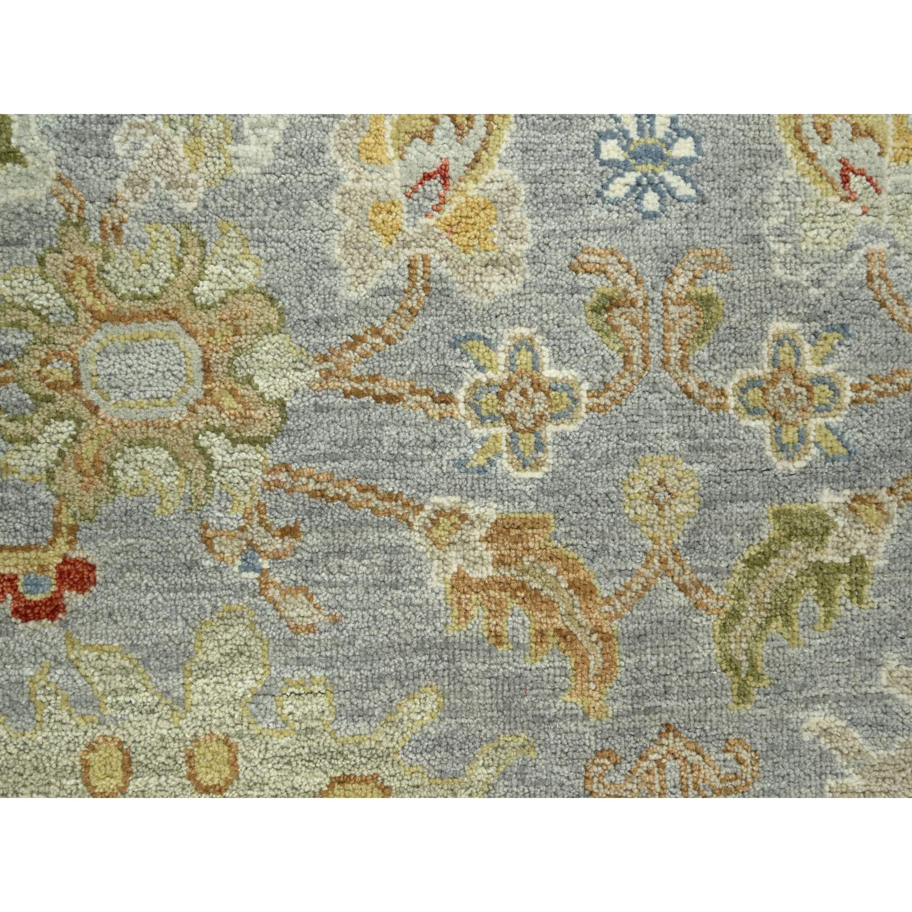 9'2"x12' Flint Gray, Agra with Ziegler Design, Geometric Leaf Pattern, Hand Knotted, 100% Wool, Natural Dyes, Oriental Rug Sh83198