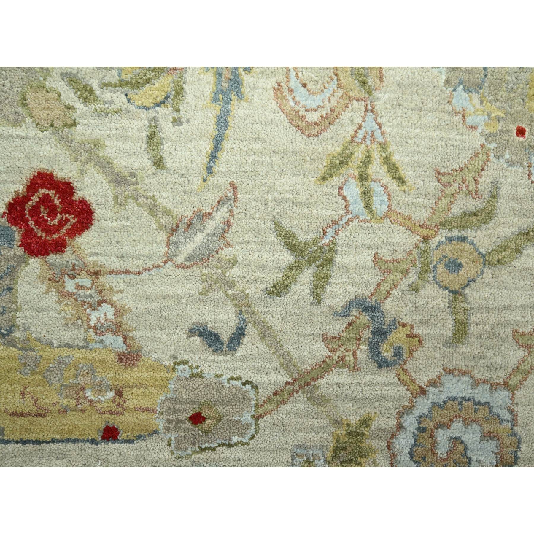 9'1"x12'3" Pelican Gray, Sickle Leaf Design, Vegetable Dyes, Hand Knotted, Pure Wool, Oriental Rug Sh83200