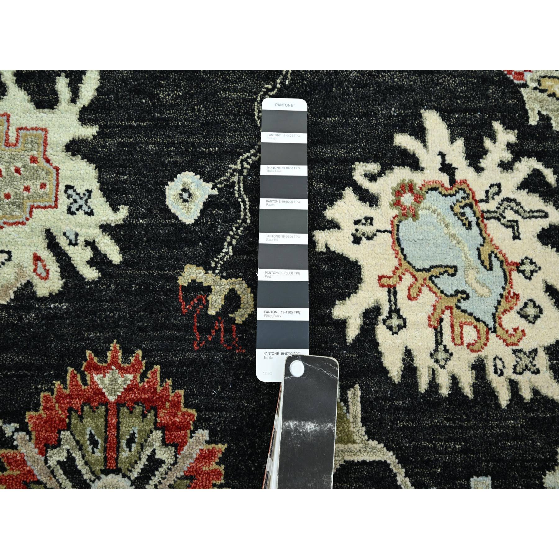 8'x10'1" Raven Black, Agra with Ziegler Design, Colorful Leaf Pattern, Hand Knotted, 100% Wool, Natural Dyes, Oriental Rug Sh83201