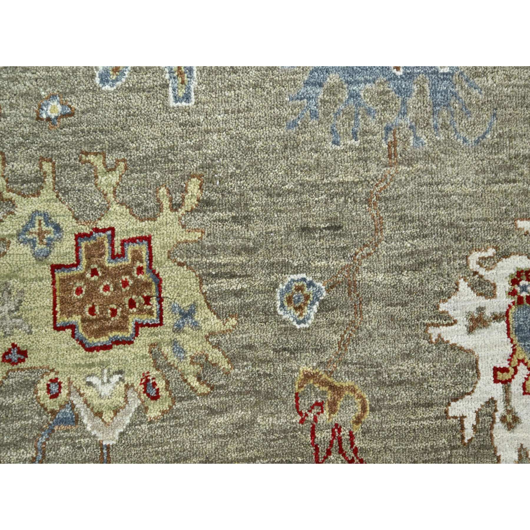 8'1"x10'1" Stone Gray, Agra with Ziegler Design, Leaf Motifs, Hand Knotted, 100% Wool, Veggie Dyes, Oriental Rug Sh83202