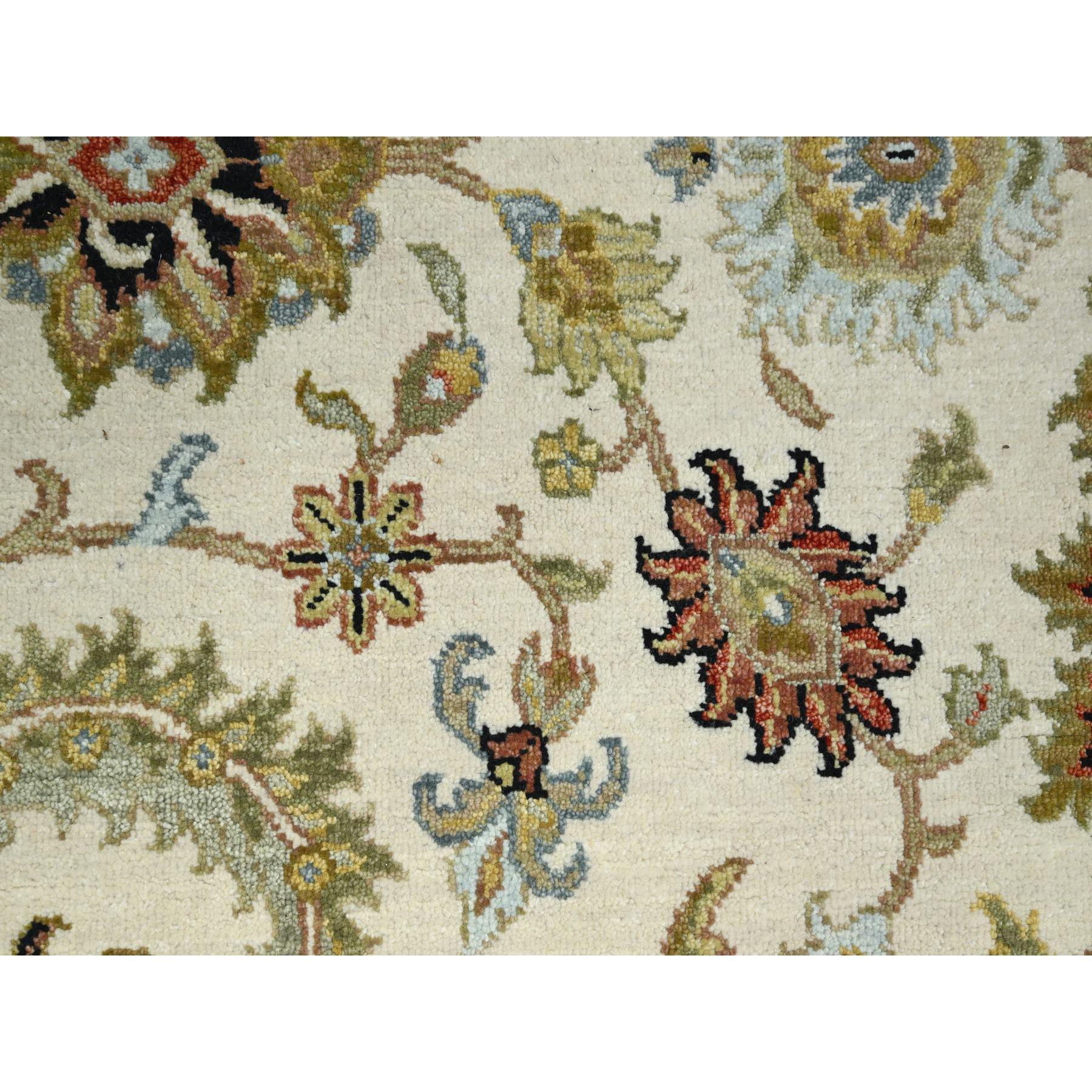 6'1"x9'3" Chiffon White, Agra with Ziegler Design, Floral Motifs, Pure Wool, Hand Knotted, Vegetable Dyes, Oriental Rug Sh83205