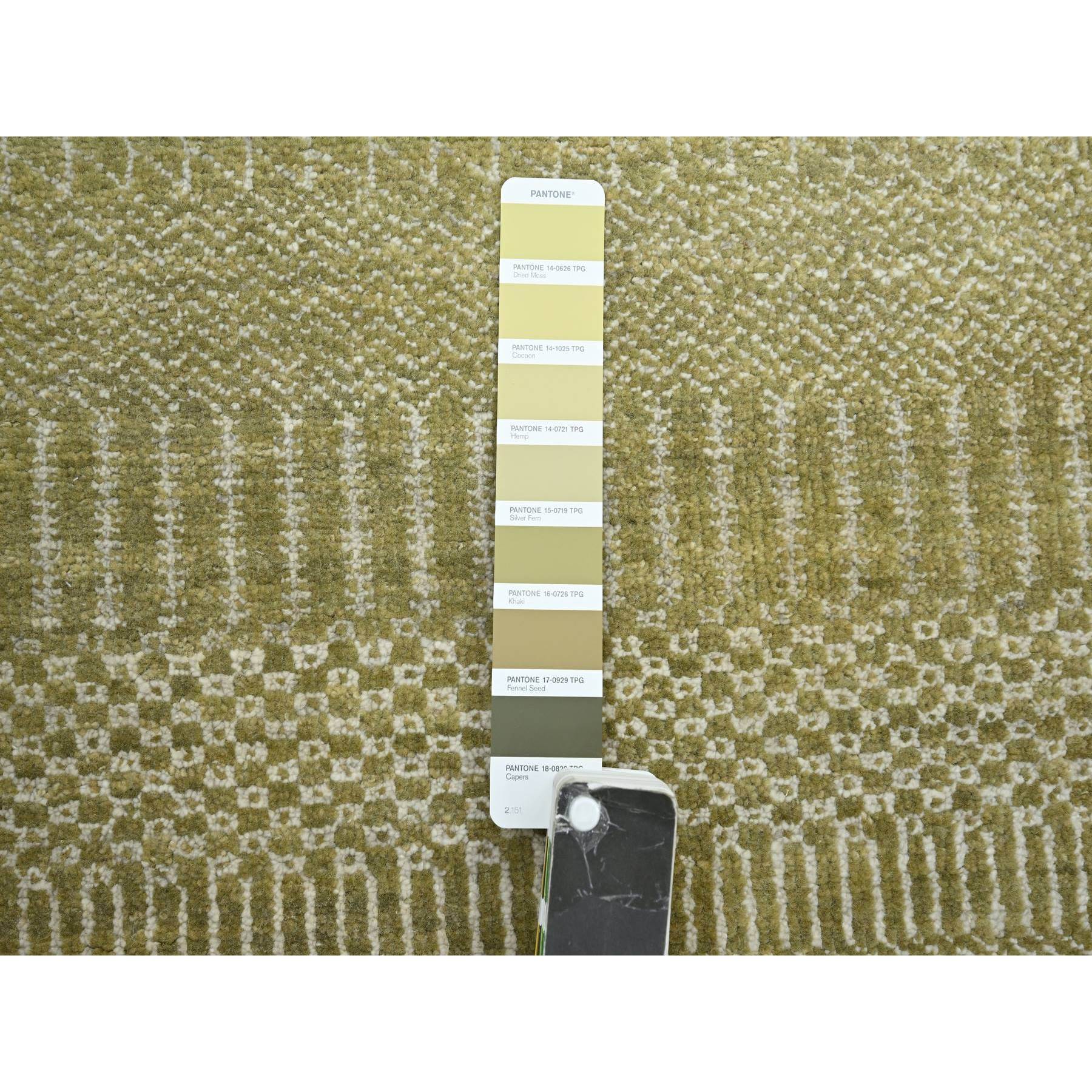 6'x8'9" Shades of Brown, Lush and Plush, Modern Grass Design, Hand Knotted, Wool and Silk, Denser Weave, Oriental Rug Sh83215