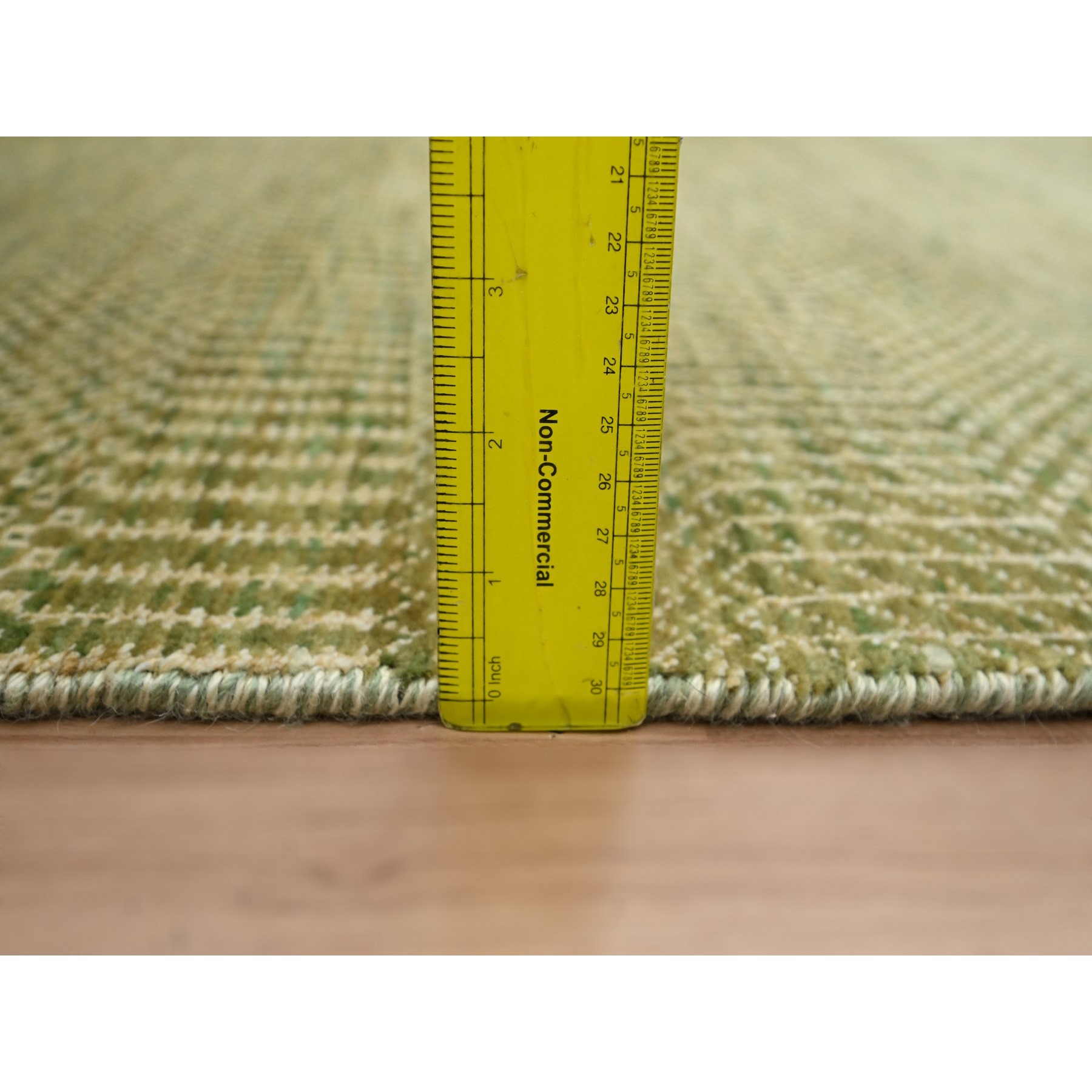 3'10"x8' Honey Brown, Hand Knotted, Modern Grass Design, Denser Weave, Wool and Silk, Soft to the Touch, Runner, Oriental Rug Sh83219