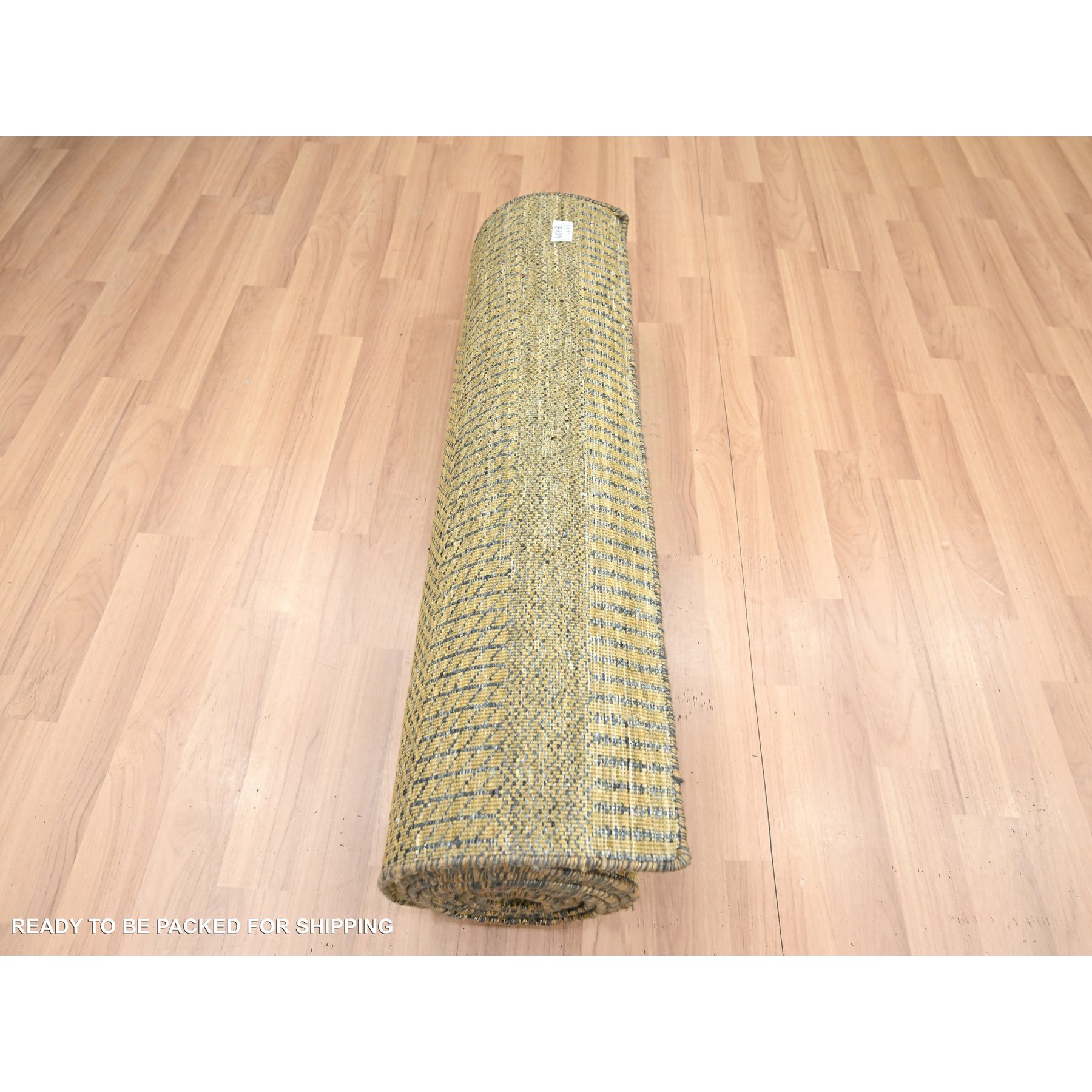 2'8"x12'3" Shades of Brown, Modern Grass Design, Hand Knotted, Denser Weave, Wool and Silk, Soft Pile, Runner, Oriental Rug Sh83224
