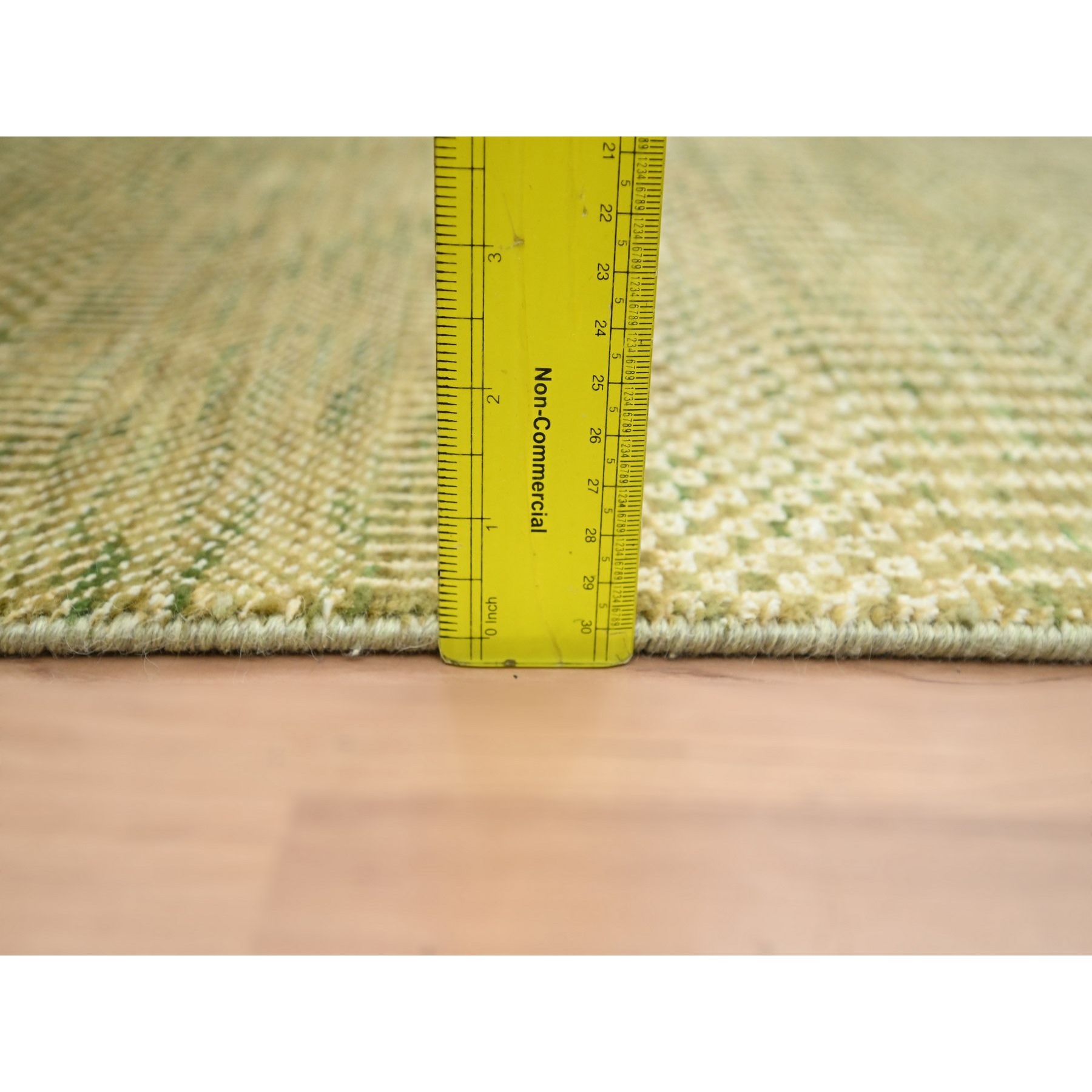 2'8"x8'2" Fawn Brown, Denser Weave, Modern Grass Design, Hand Knotted, Wool and Silk, Lush and Plush, Runner, Oriental Rug Sh83227