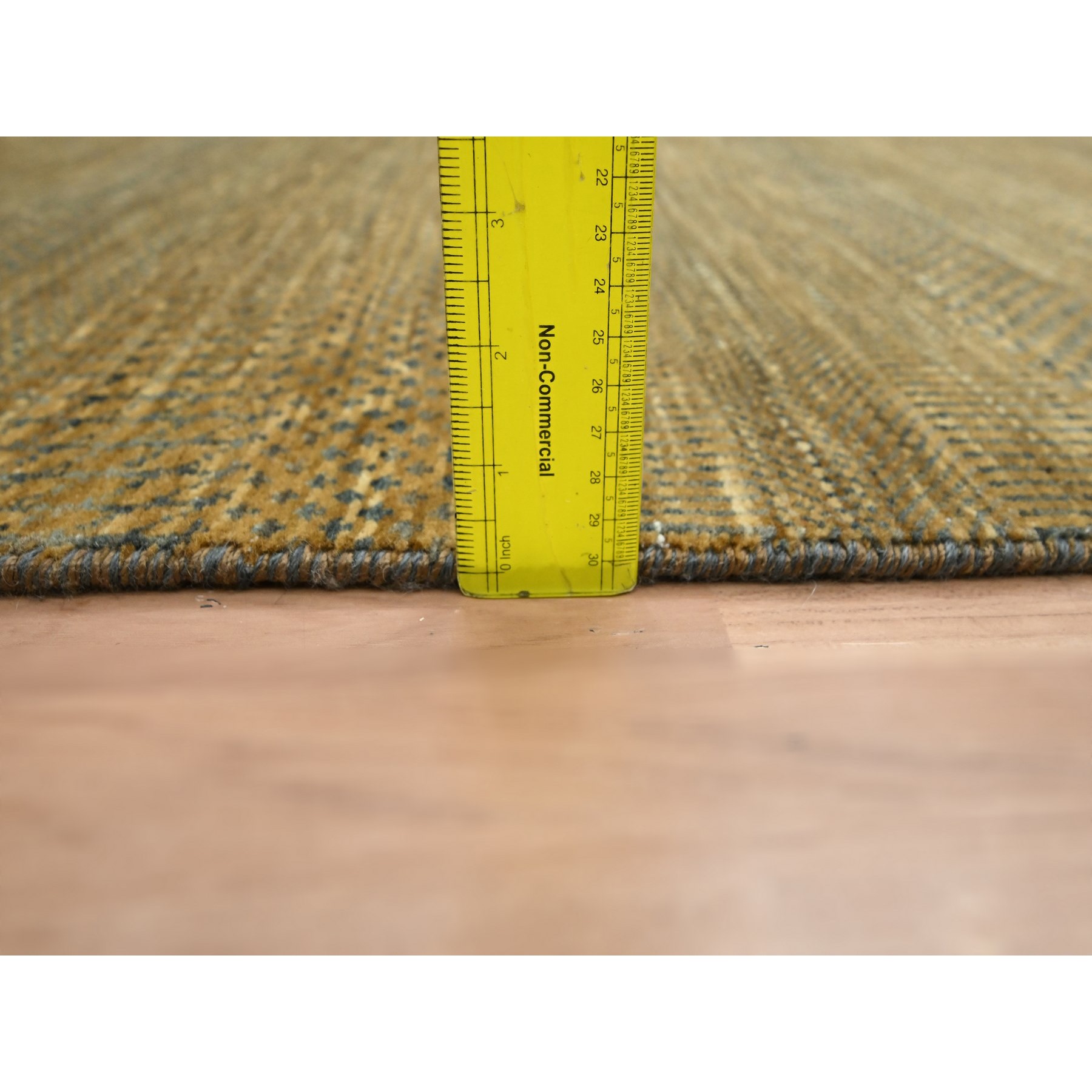 2'8"x8' Walnut Brown, Modern Grass Design, Hand Knotted, Denser Weave, Wool and Silk, Soft Pile, Runner, Oriental Rug Sh83230