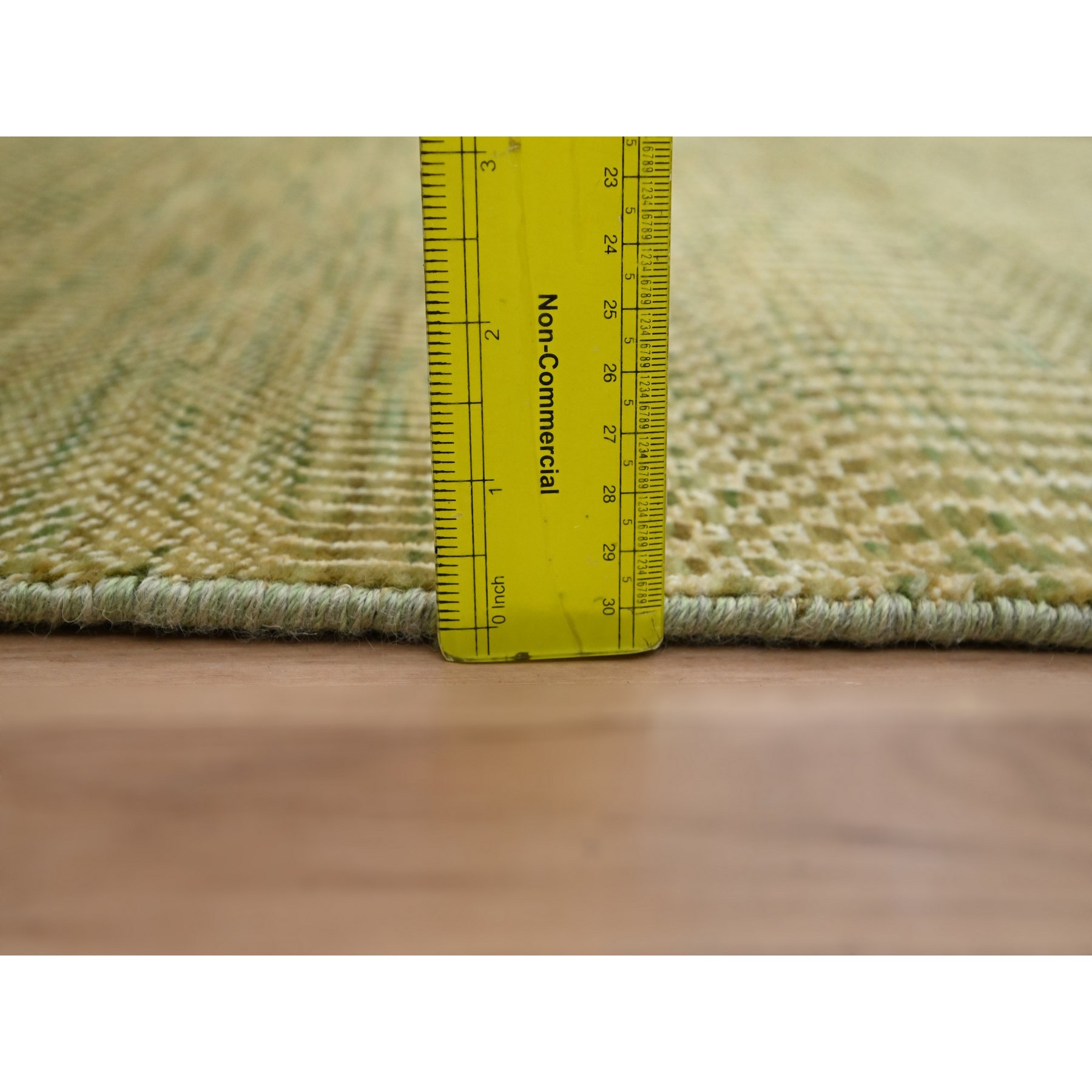 2'8"x8'2" Honey Brown, Wool and Silk, Modern Grass Design, Hand Knotted, Denser Weave, Lush and Plush, Runner, Oriental Rug Sh83231