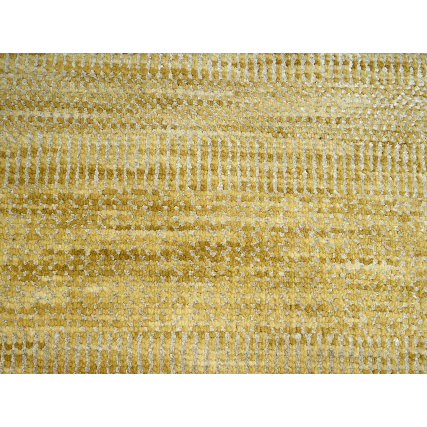 10'x14' Honey Brown, Modern Grass Design, Hand Knotted, Wool and Silk, Tone on Tone, Lush and Plush, Oriental Rug Sh83233