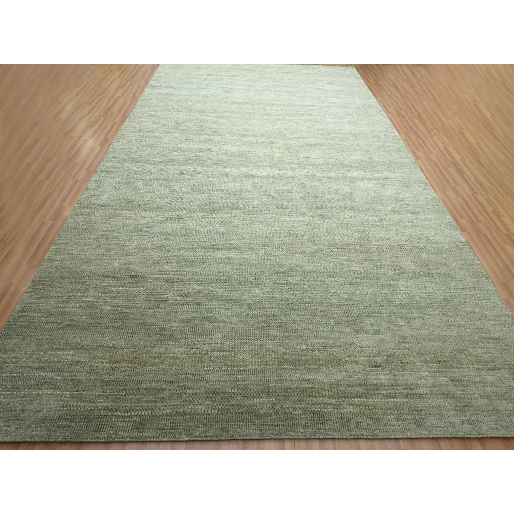 10'2"x14' Seneca Rock Gray, Hand Knotted, Modern Grass Design, Wool and Silk, Tone on Tone, Lush and Plush, Oriental Rug Sh83235