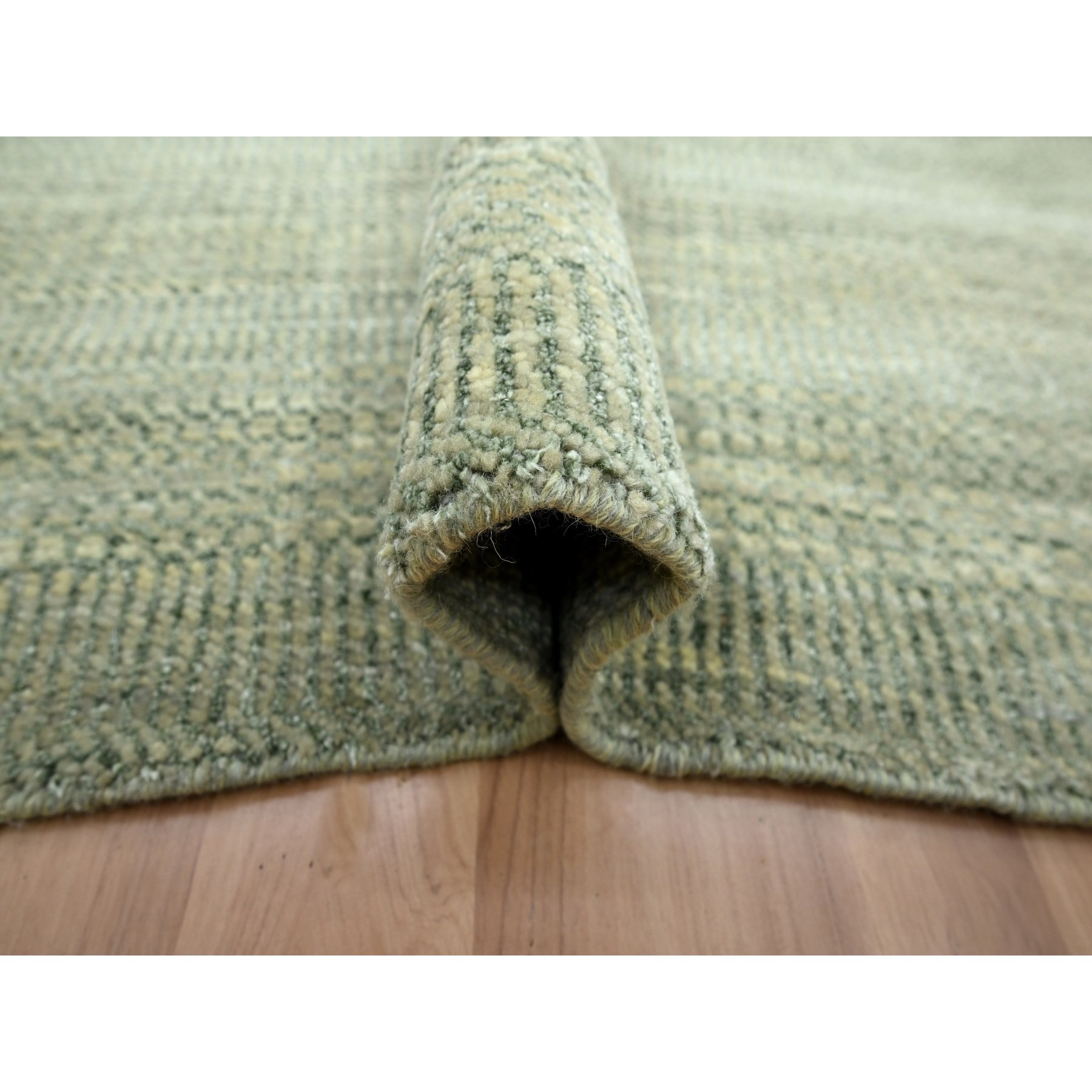 10'2"x14' Seneca Rock Gray, Hand Knotted, Modern Grass Design, Wool and Silk, Tone on Tone, Lush and Plush, Oriental Rug Sh83235