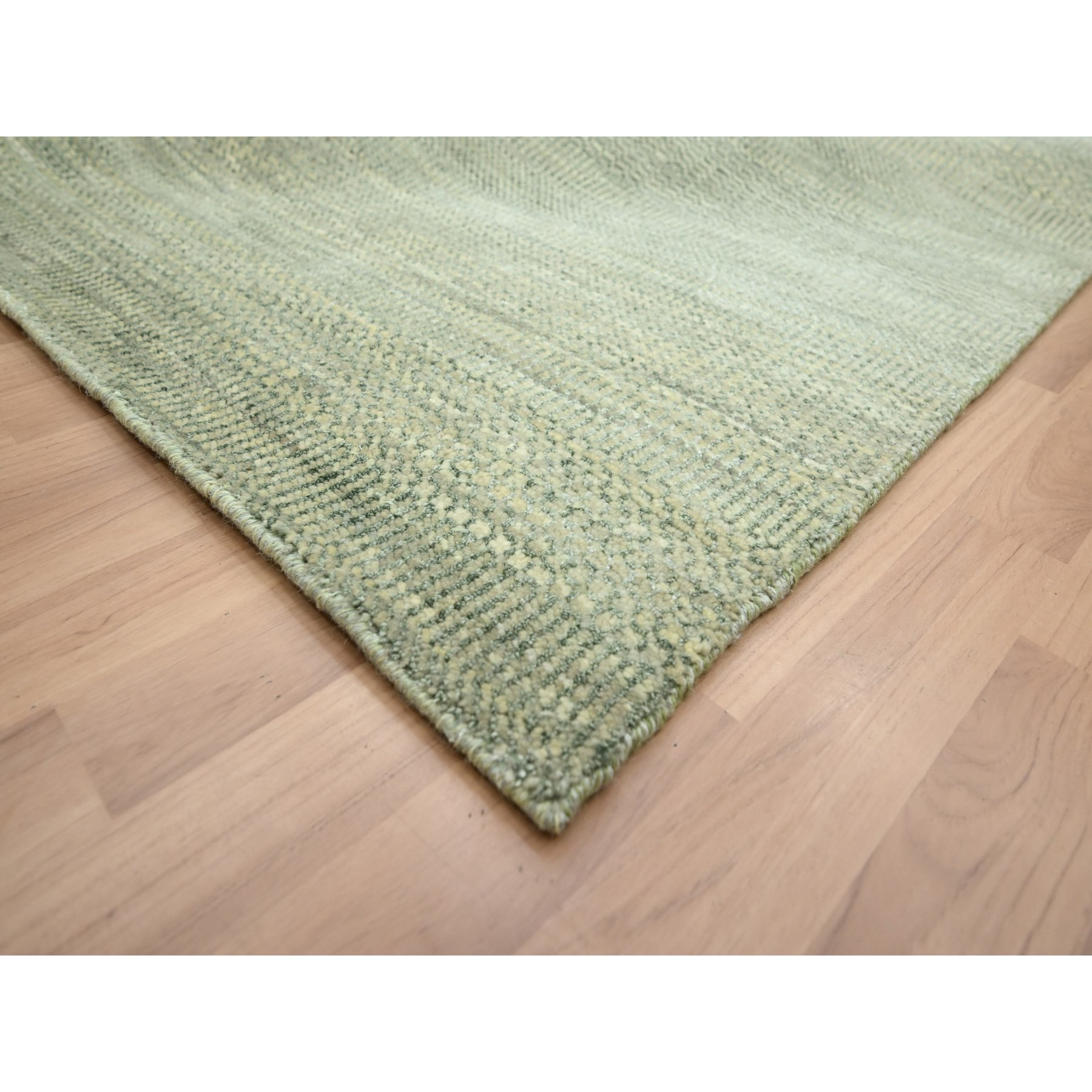 10'2"x14' Seneca Rock Gray, Hand Knotted, Modern Grass Design, Wool and Silk, Tone on Tone, Lush and Plush, Oriental Rug Sh83235
