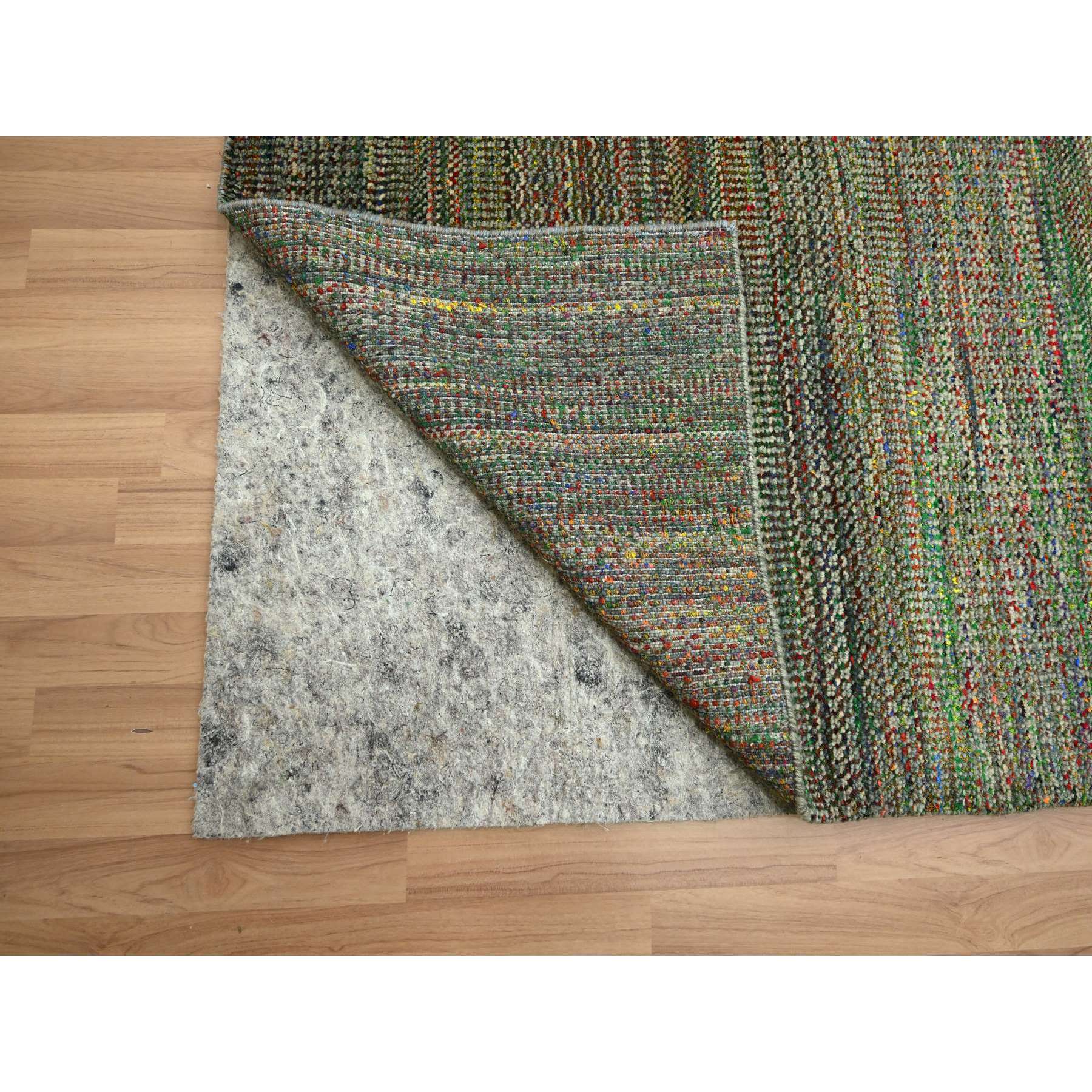 10'x14'6" Sage Green, Modern Grass Design, Wool and Silk, Hand Knotted, Tone on Tone, Lush and Plush, Oriental Rug Sh83237