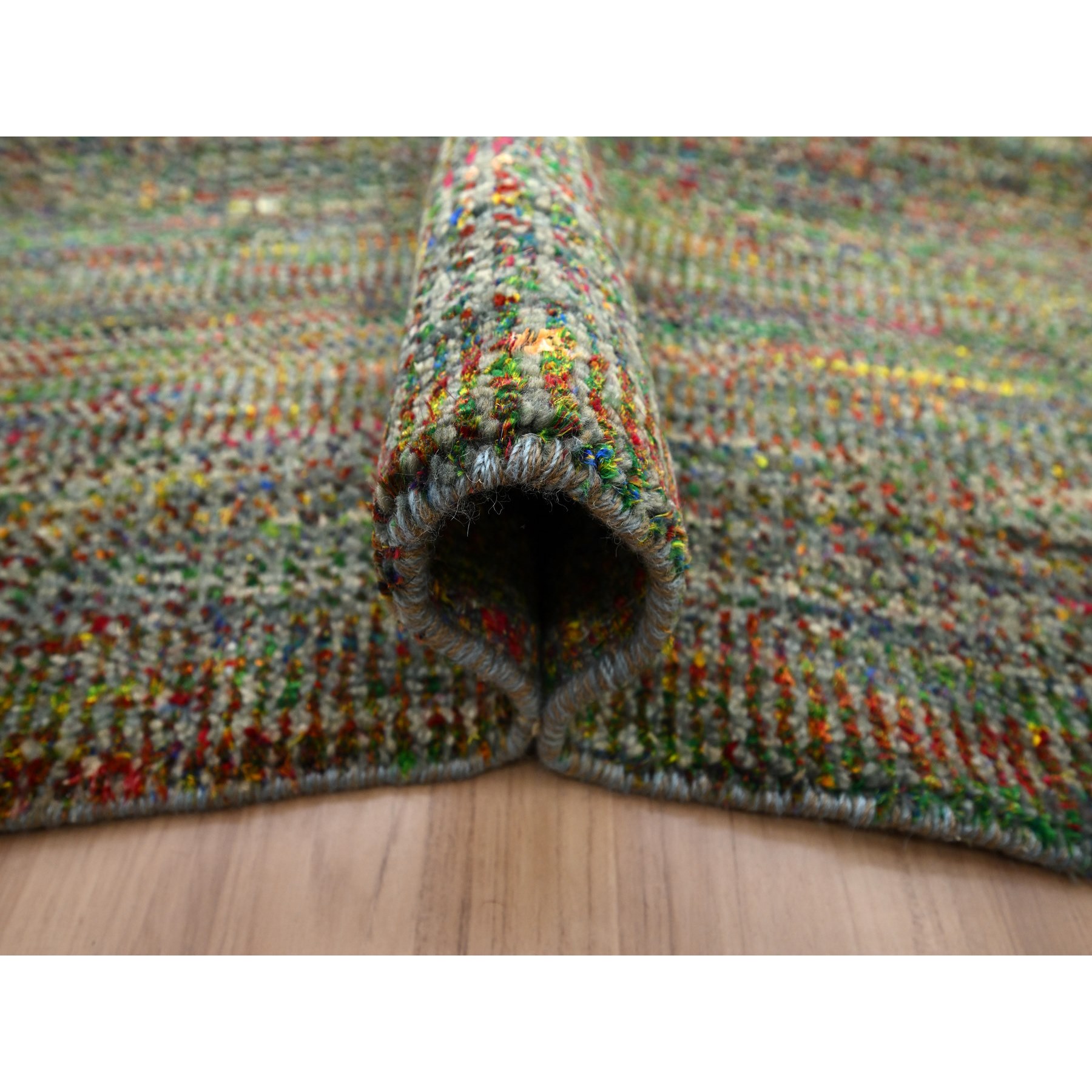 10'x14'6" Sage Green, Modern Grass Design, Wool and Silk, Hand Knotted, Tone on Tone, Lush and Plush, Oriental Rug Sh83237