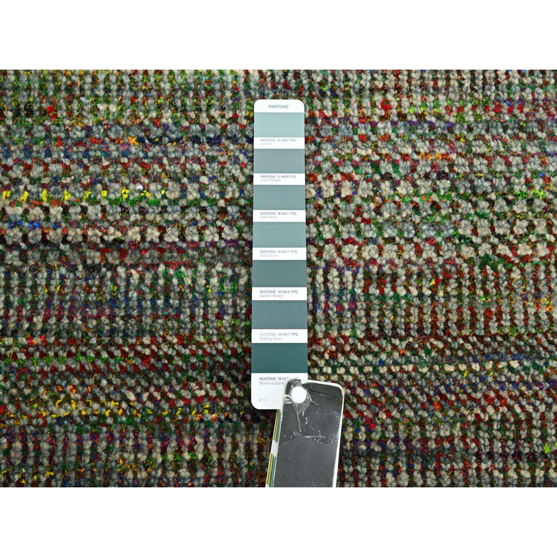 10'x14'6" Sage Green, Modern Grass Design, Wool and Silk, Hand Knotted, Tone on Tone, Lush and Plush, Oriental Rug Sh83237