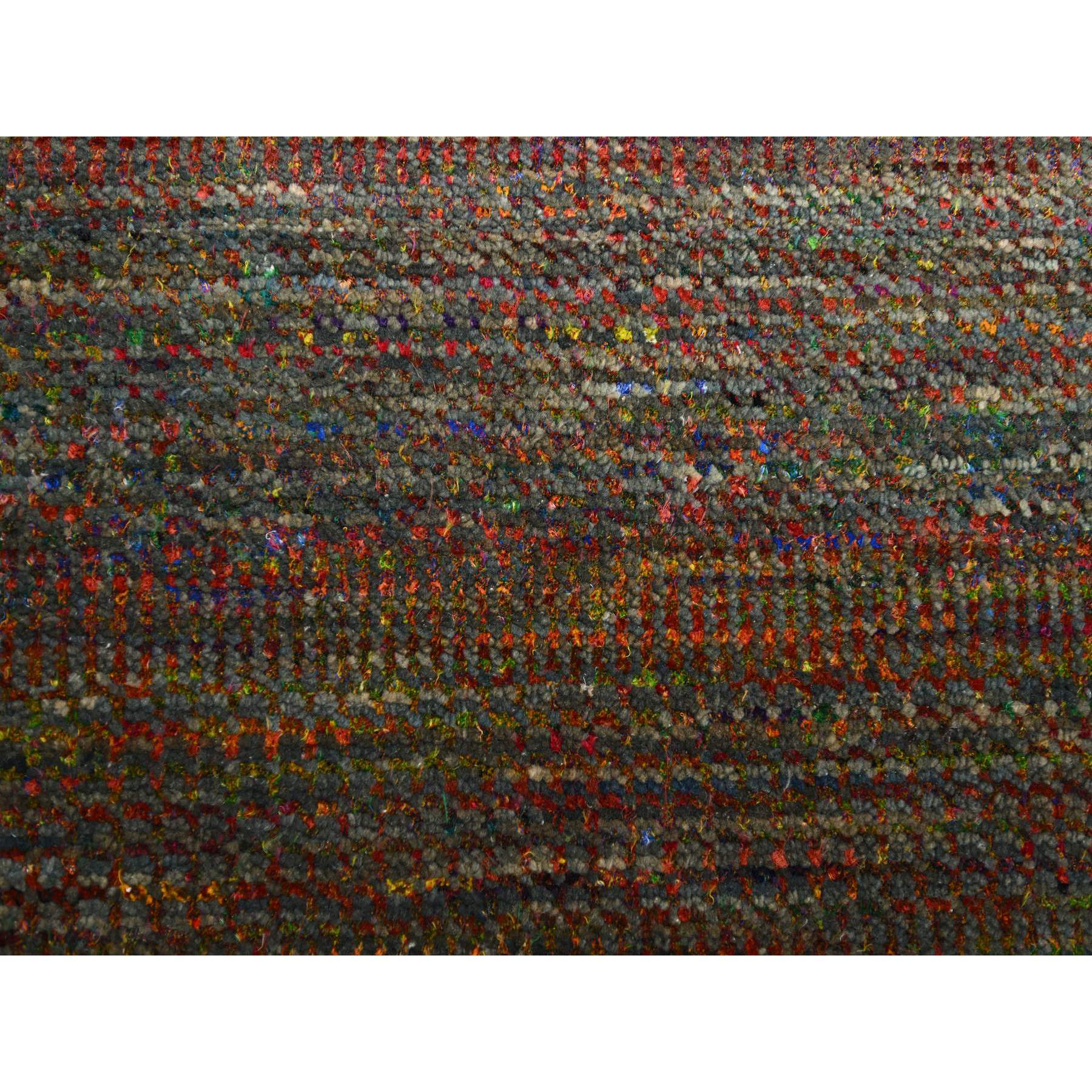 9'1"x12'2" Dark Olive Green, Wool and Silk, Modern Grass Design, Hand Knotted, Tone on Tone, Lush and Plush, Oriental Rug Sh83239