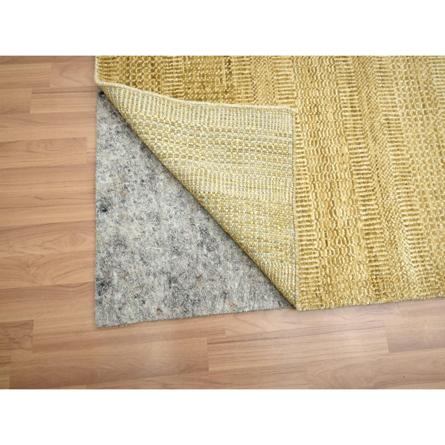 9'x12'1" Shades of Brown, Wool and Silk, Hand Knotted, Modern Grass Design, Tone on Tone, Lush and Plush, Oriental Rug Sh83240